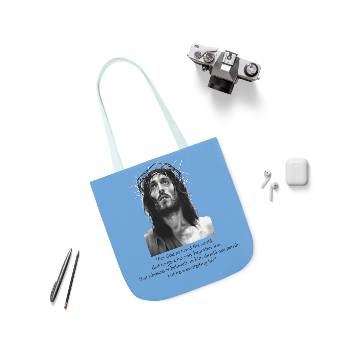 John 3:16 - Canvas Tote Bag, 5-Color Straps - Religion - Easter