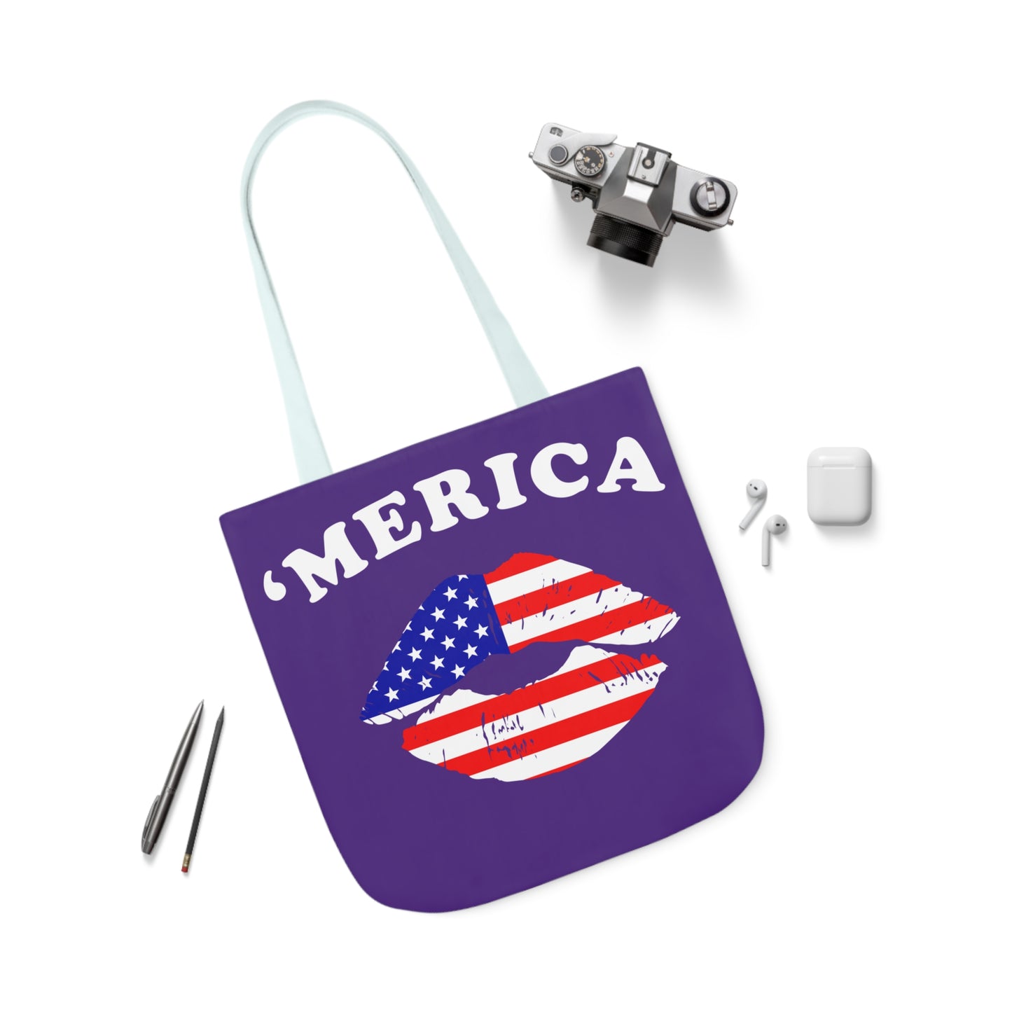 America - Canvas Tote Bag, 5-Color Straps