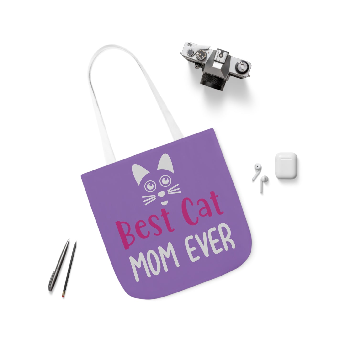 Best Cat Mom Ever - Canvas Tote Bag, 5-Color Straps - Mother's Day