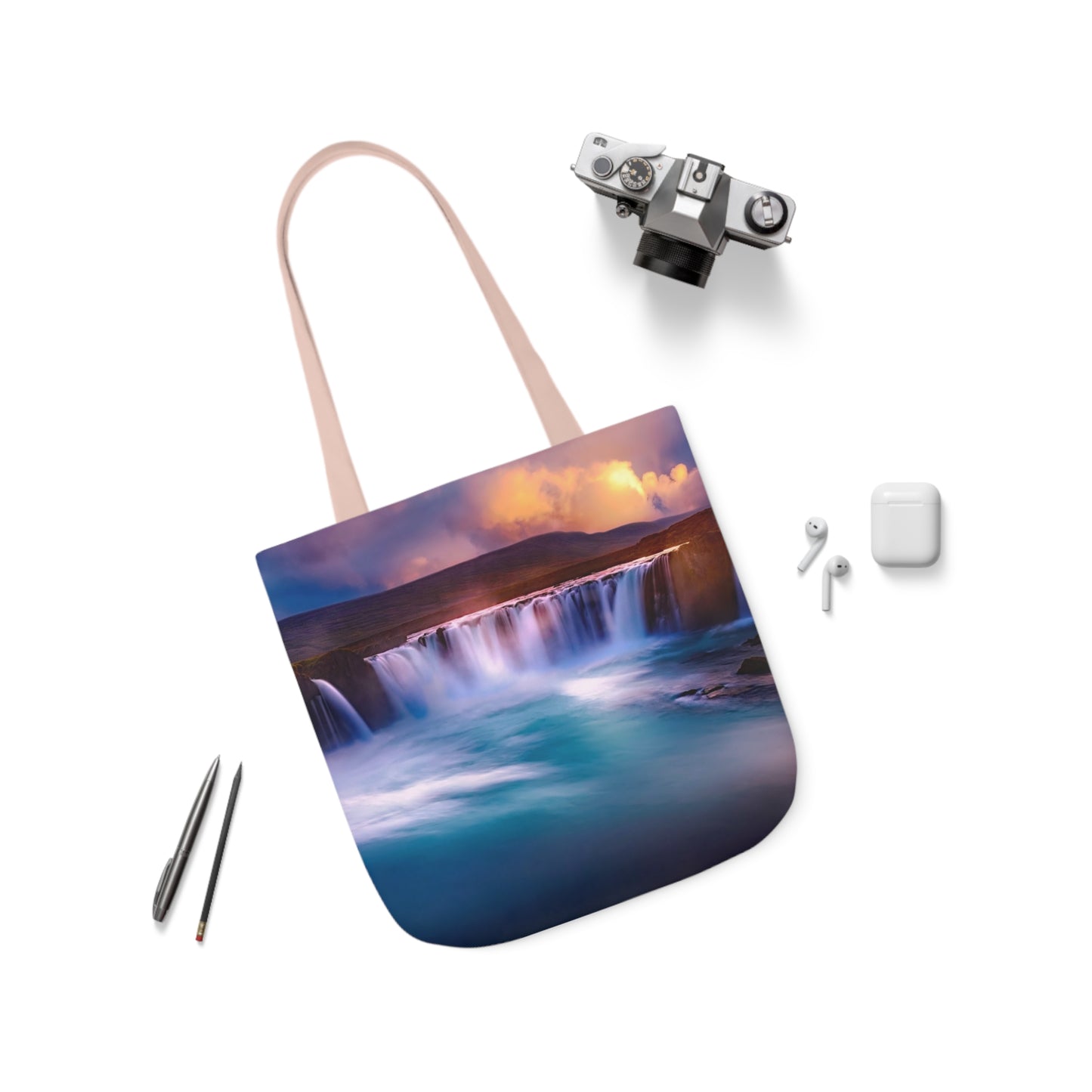 Waterfall - Canvas Tote Bag, 5-Color Straps