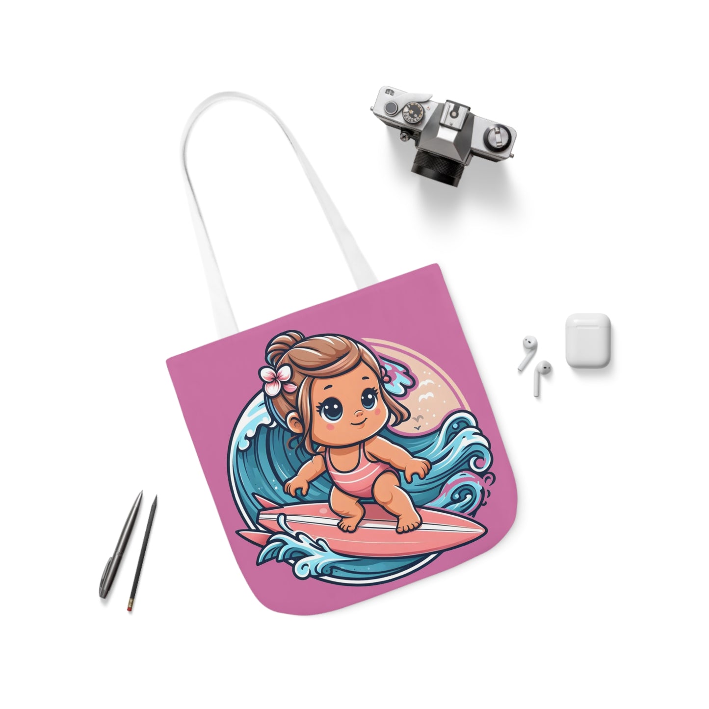 Little Surfer - Canvas Tote Bag, 5-Color Straps