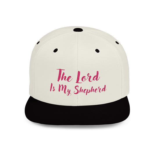 The Lord is My Shepherd - Pink - Embroidered - Flat Bill Snapback - Base Ball Cap - Easter - Mother's Day - Father's Day