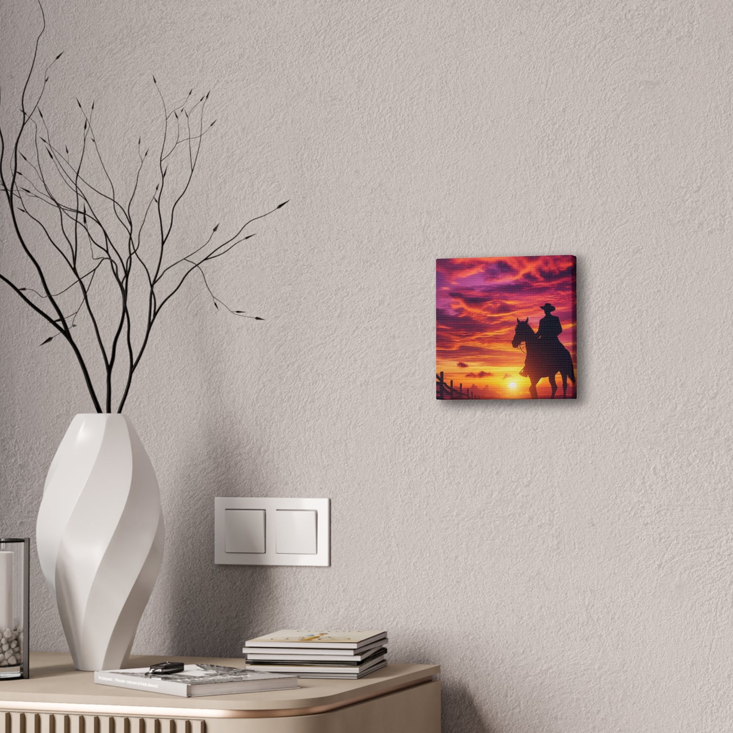 Cowboy in the Sunset - Canvas Stretched, 0.75"