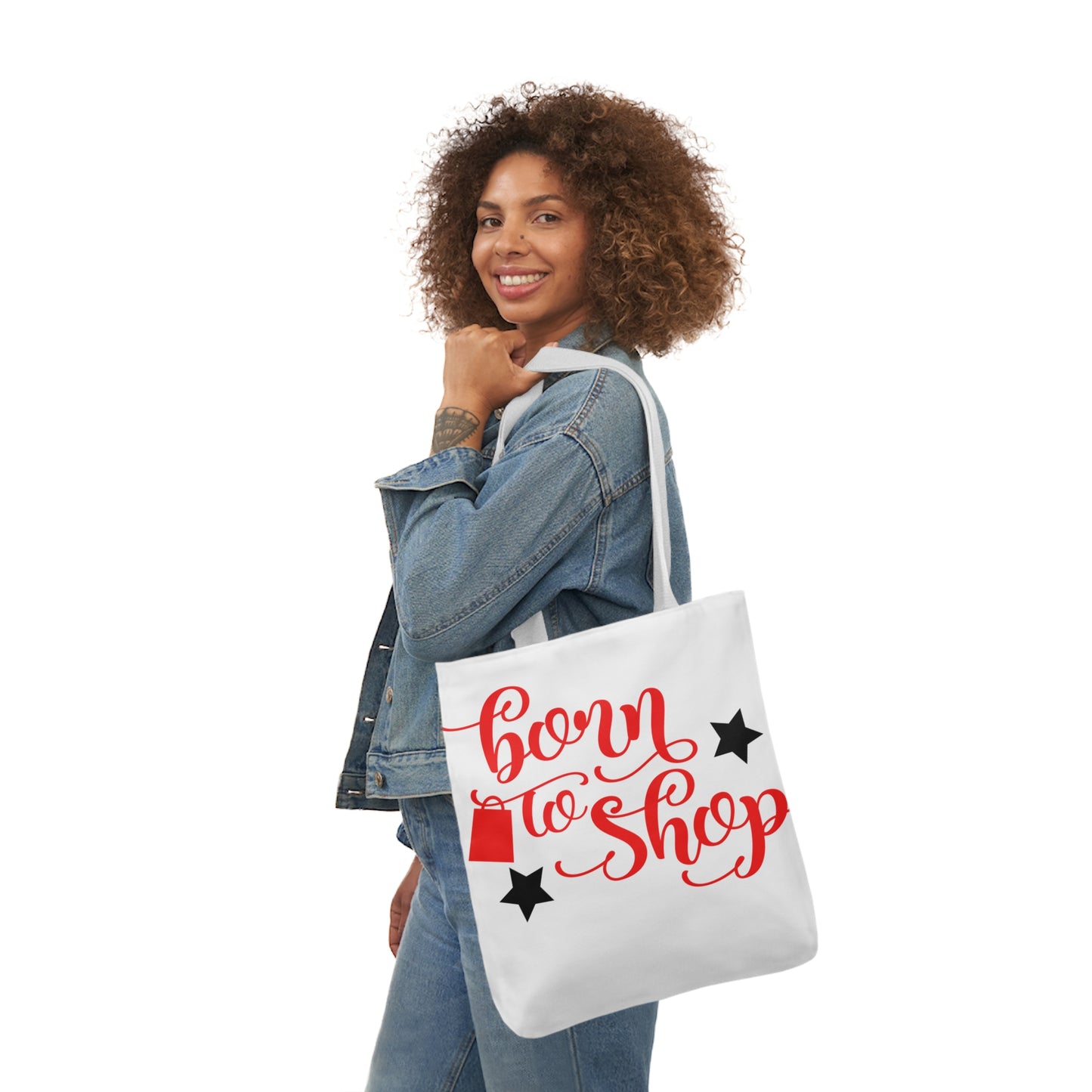 Born to Shop - Canvas Tote Bag, 5-Color Straps - Mother's Day