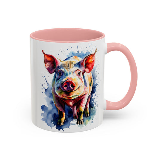 Arnold the Pig - Accent Coffee Mug (11, 15oz)