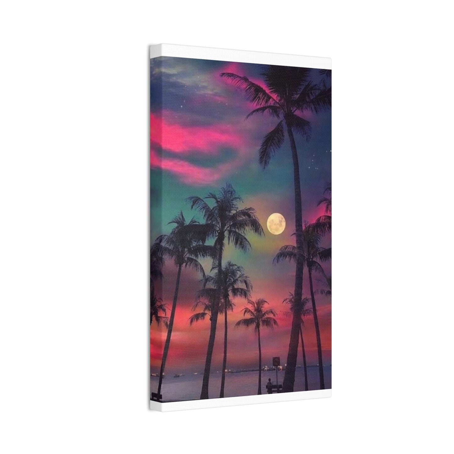 Moon Rise Palms - Canvas Stretched, 0.75"