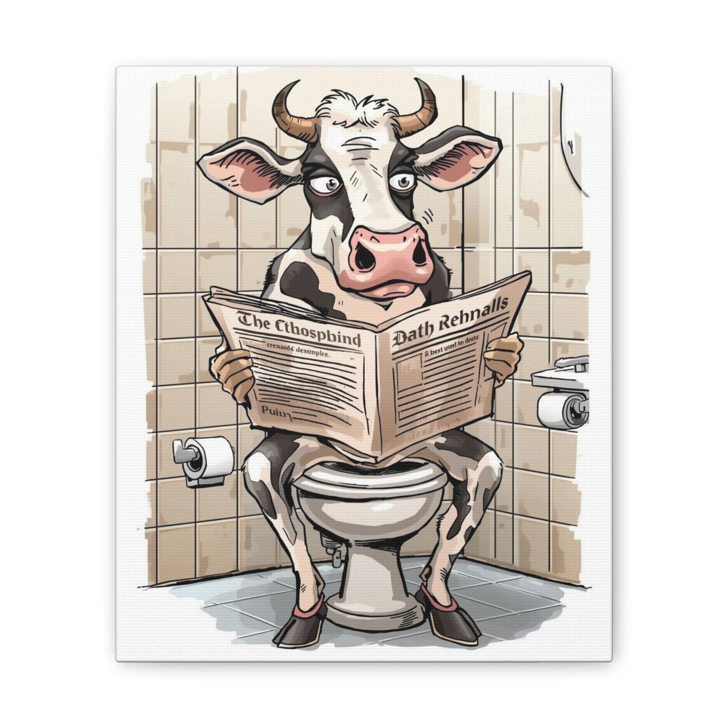 Steer in the John - Canvas Stretched, 0.75" - Wall Art 2026 - Bathroom Humor