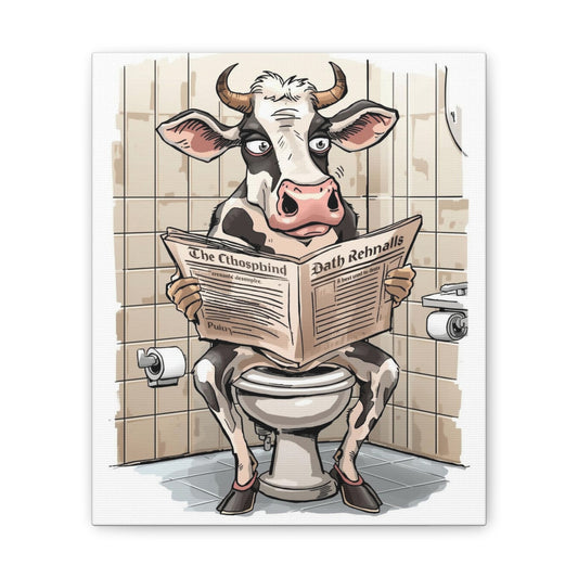 Steer in the John - Canvas Stretched, 0.75" - Wall Art 2026 - Bathroom Humor