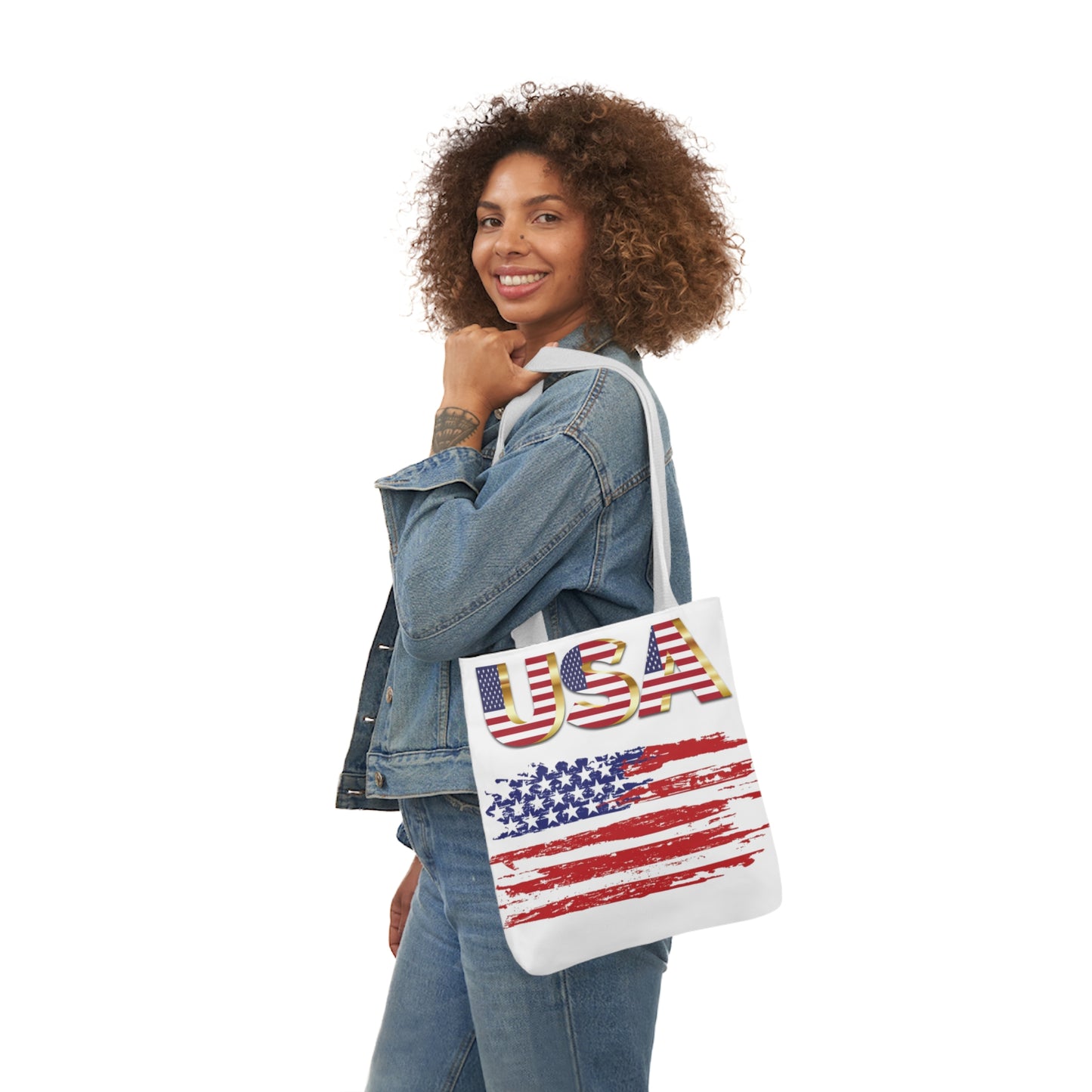 American - Canvas Tote Bag, 5-Color Straps - Patriotic