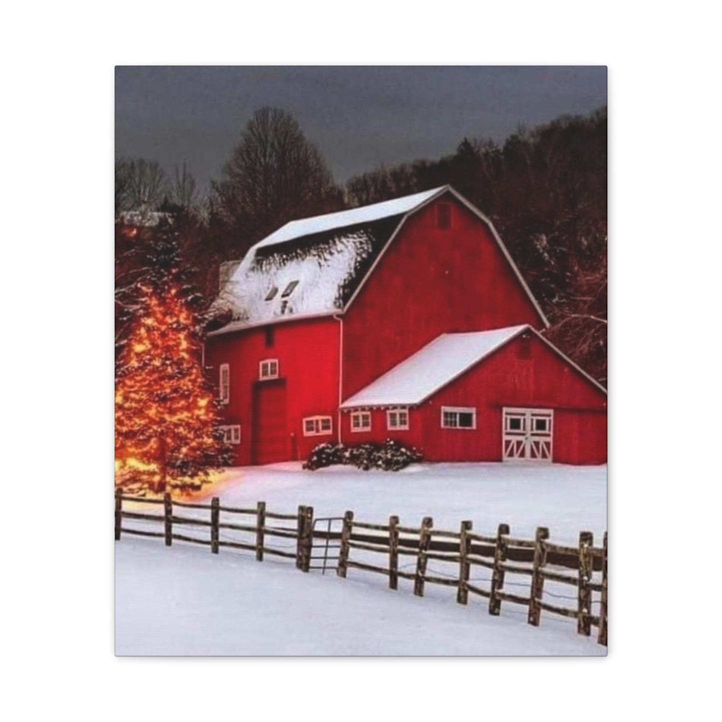 Barn in Winter - Canvas Stretched, 0.75"