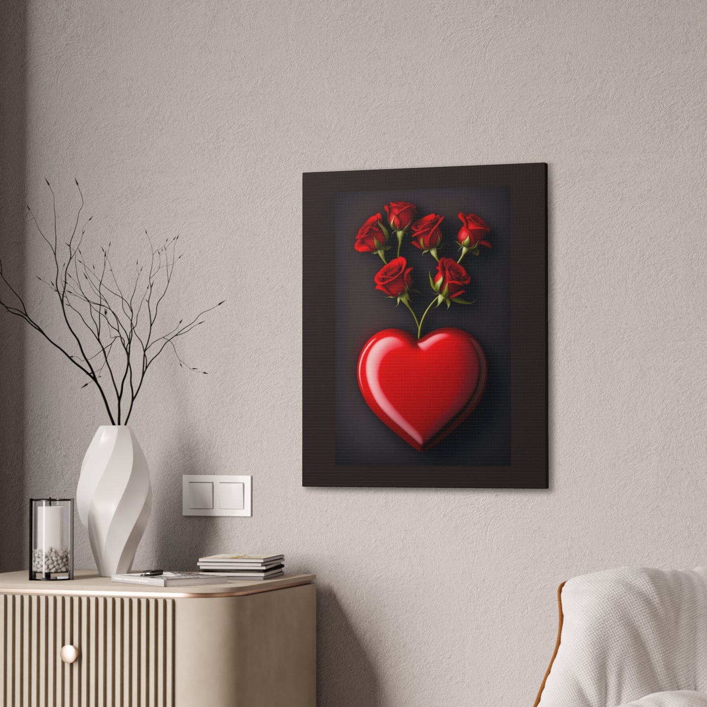 Heart and Roses - Canvas Stretched, 0.75" - Mother's Day