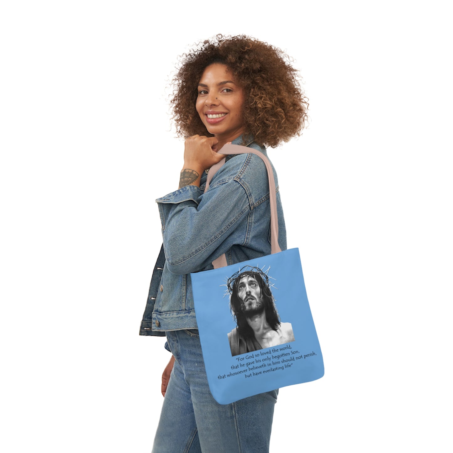 John 3:16 - Canvas Tote Bag, 5-Color Straps - Religion - Easter