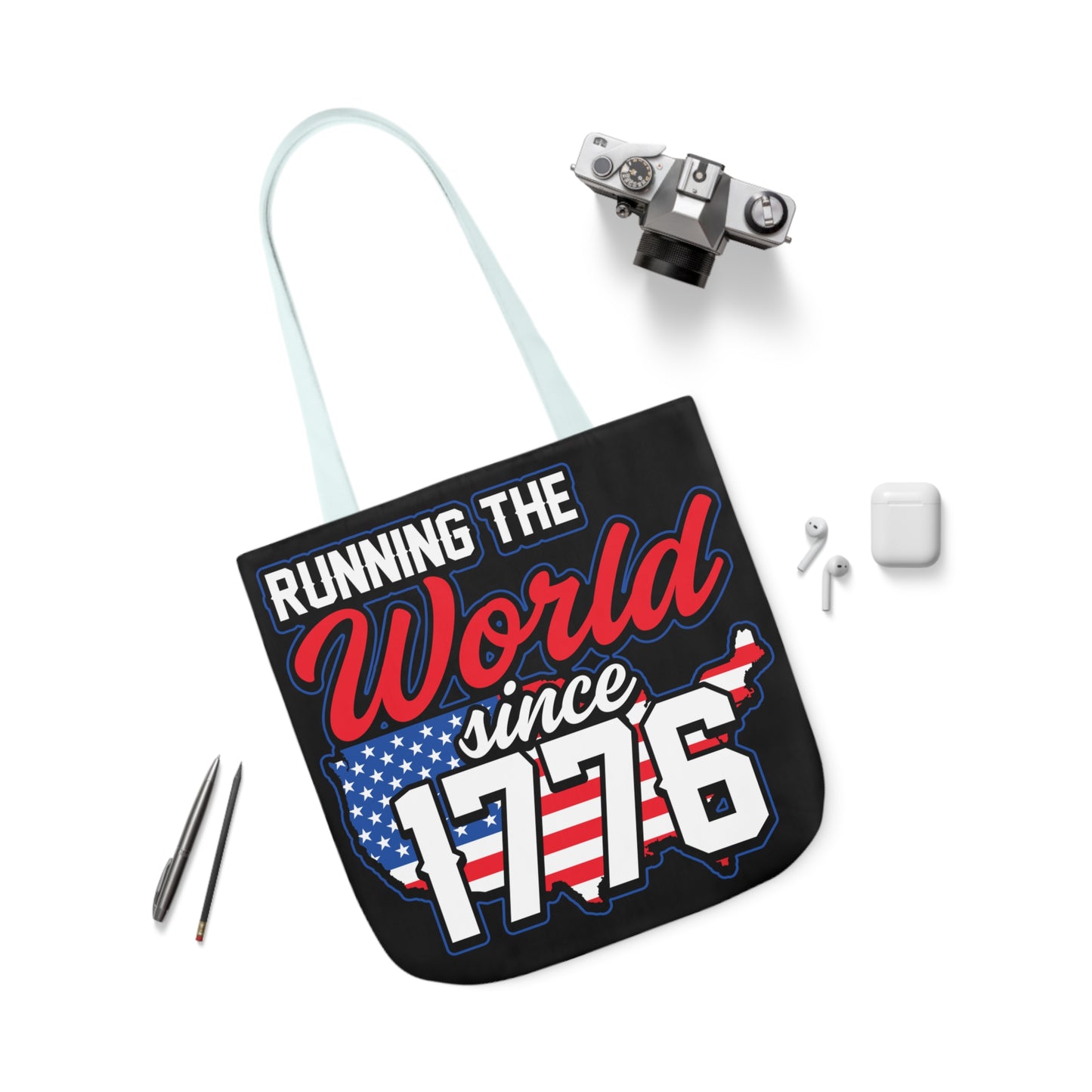 Running the World - Canvas Tote Bag, 5-Color Straps