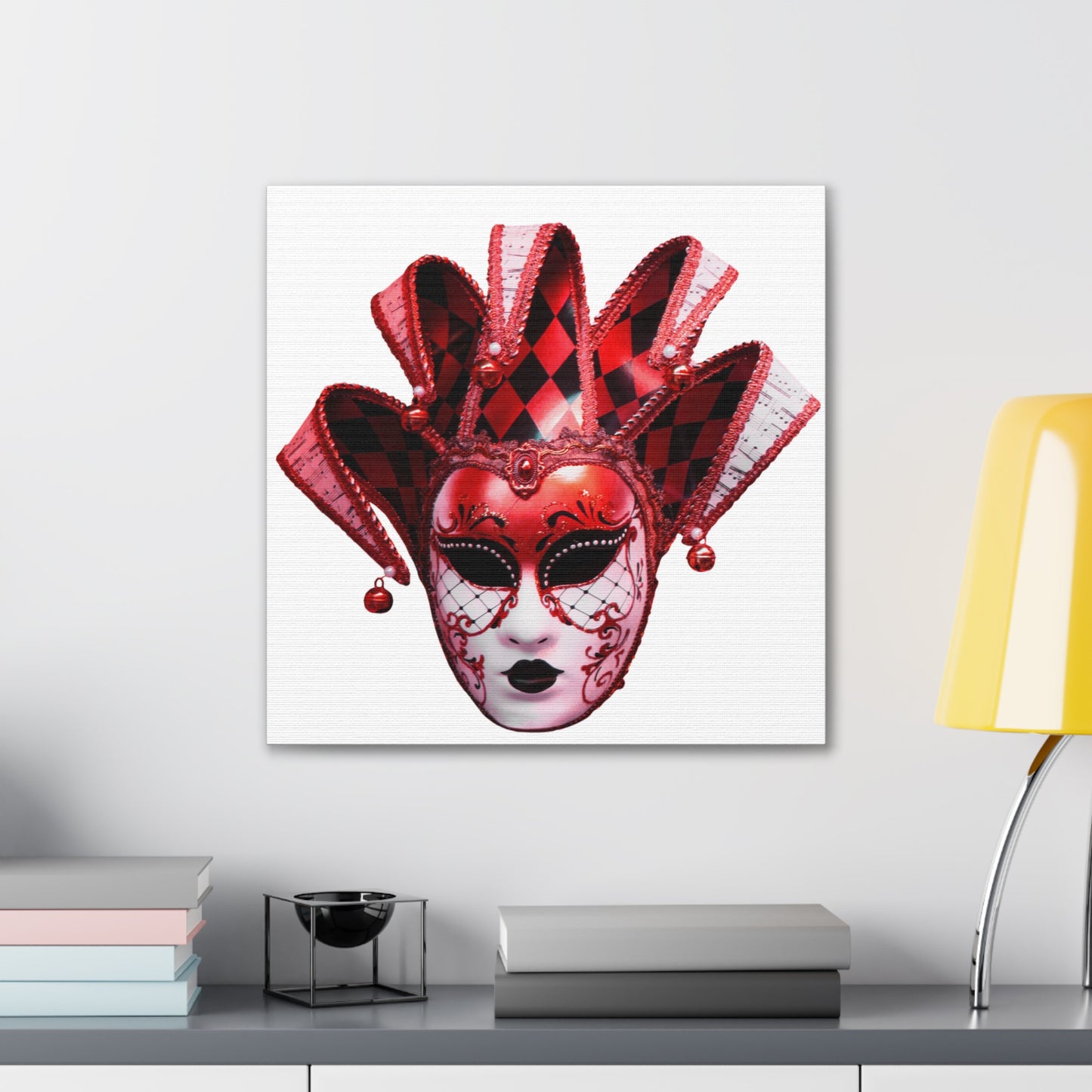 Red Carnival Mask - Canvas Stretched, 0.75"