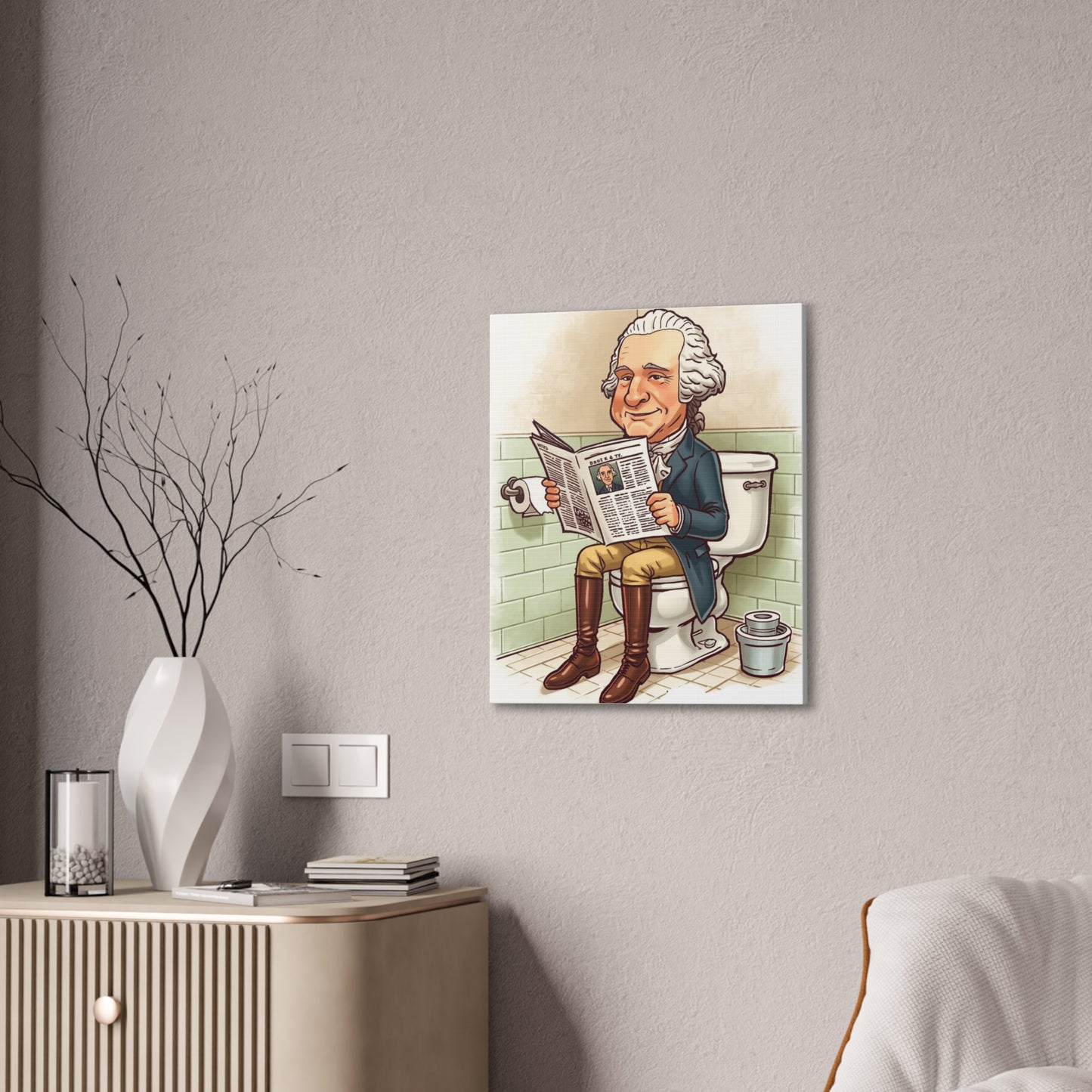 George on the pot - Canvas Stretched, 0.75" - Wall Art 2026 - Bathroom Humor