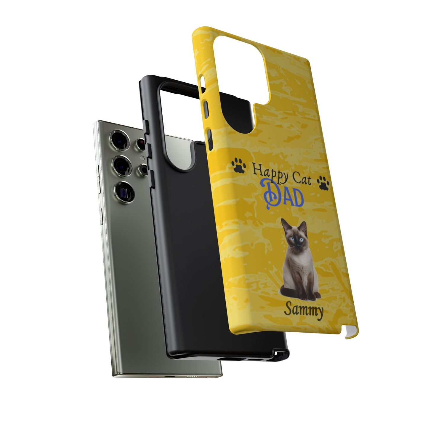 Happy Cat Dad - Personalized - Whimsical Phone Cases - Father's Day