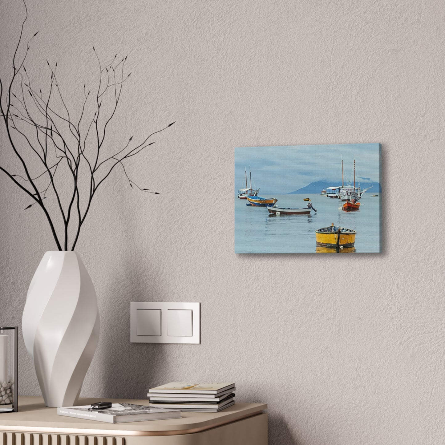 Boats in Harbor _ Canvas Stretched, 0.75"