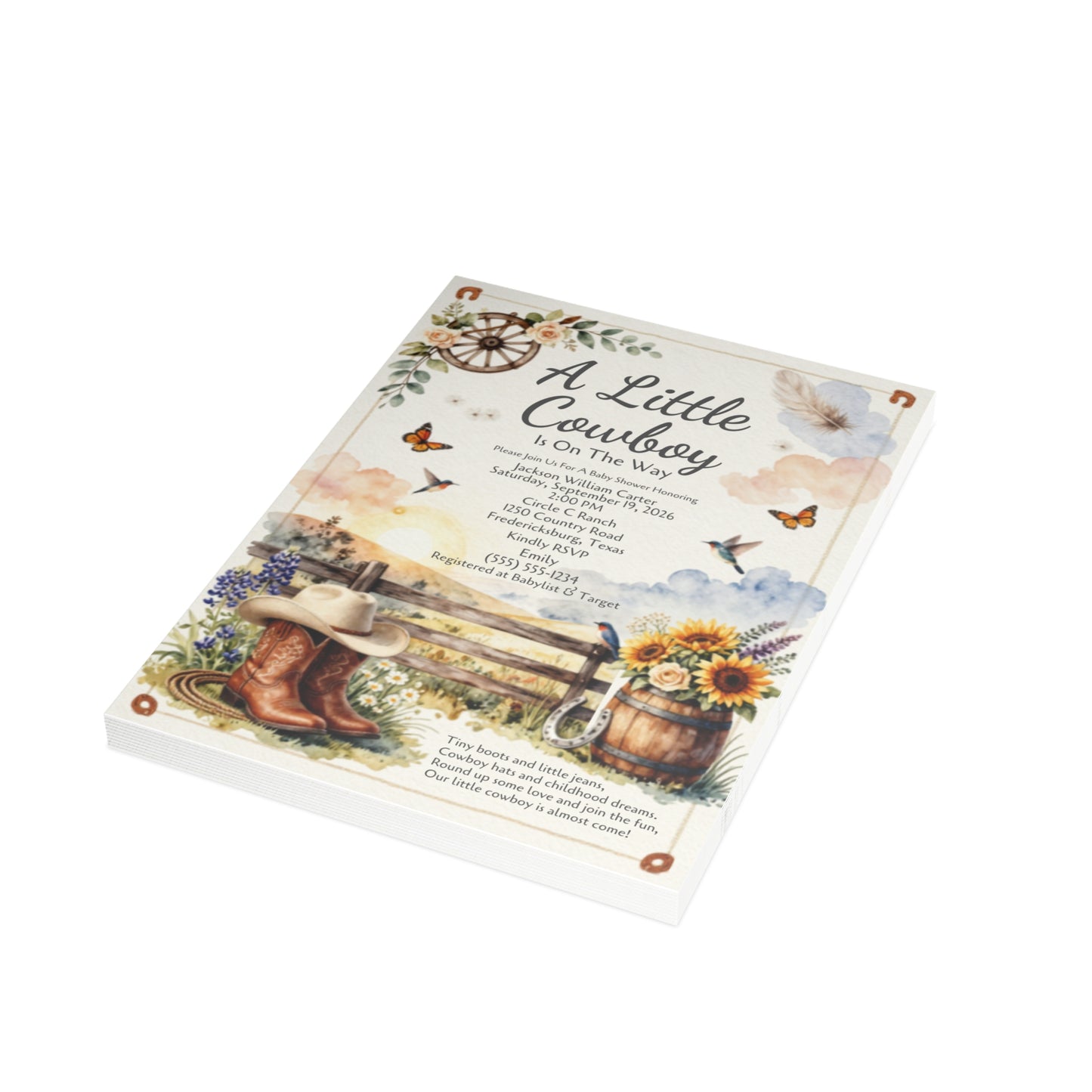 Little Cowboy - Postcard Bundles (envelopes included)