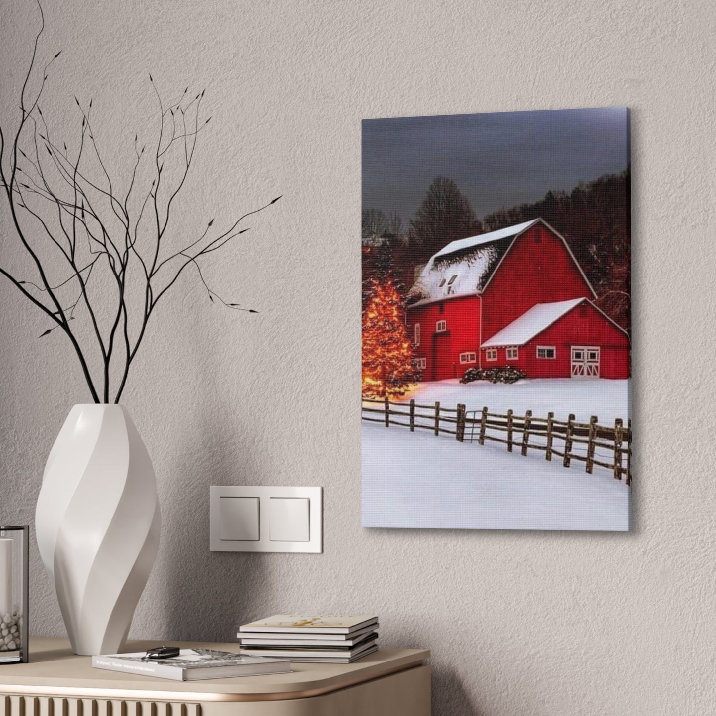 Barn in Winter - Canvas Stretched, 0.75"