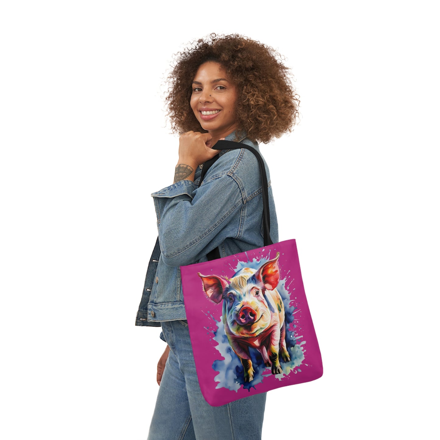 Arnold the Pig - Canvas Tote Bag, 5-Color Straps