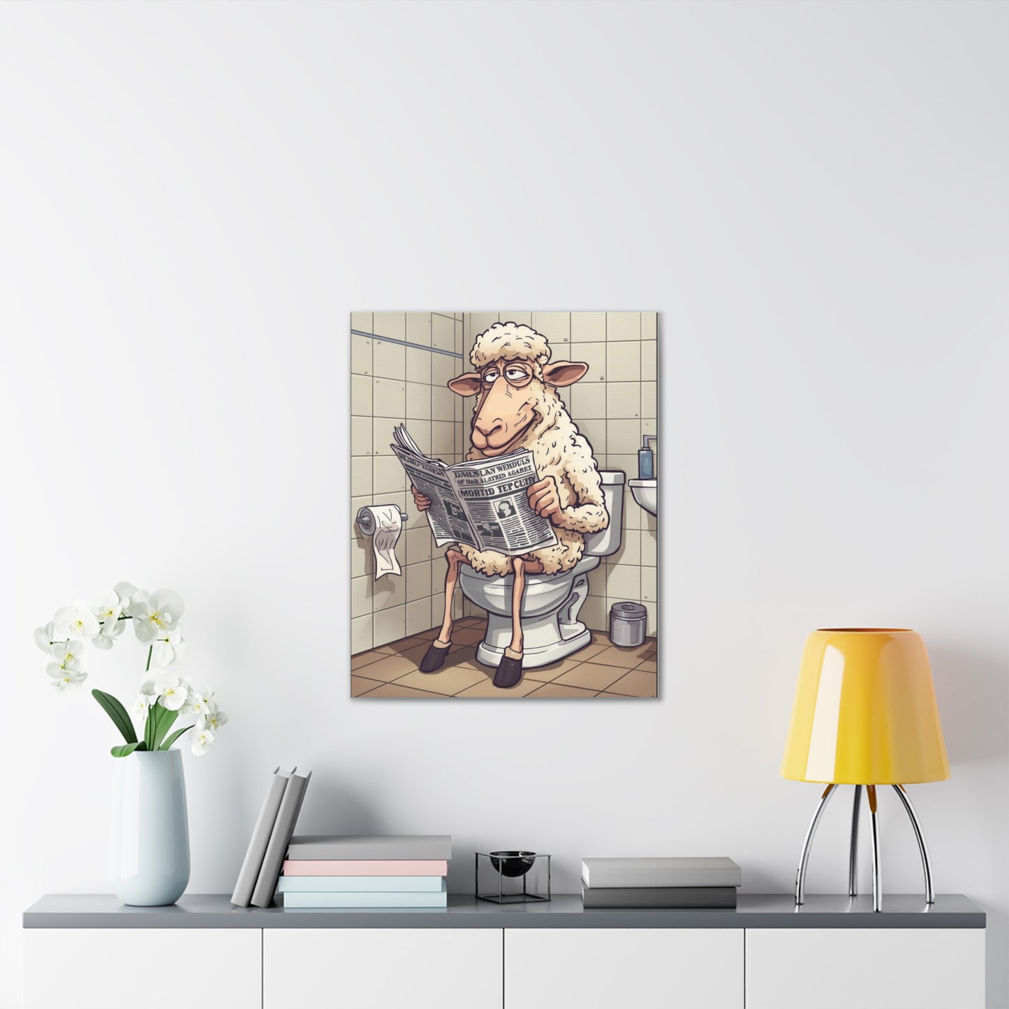 Sheep in the John - Canvas Stretched, 0.75" - Wall Art 2026 - Bathroom Humor