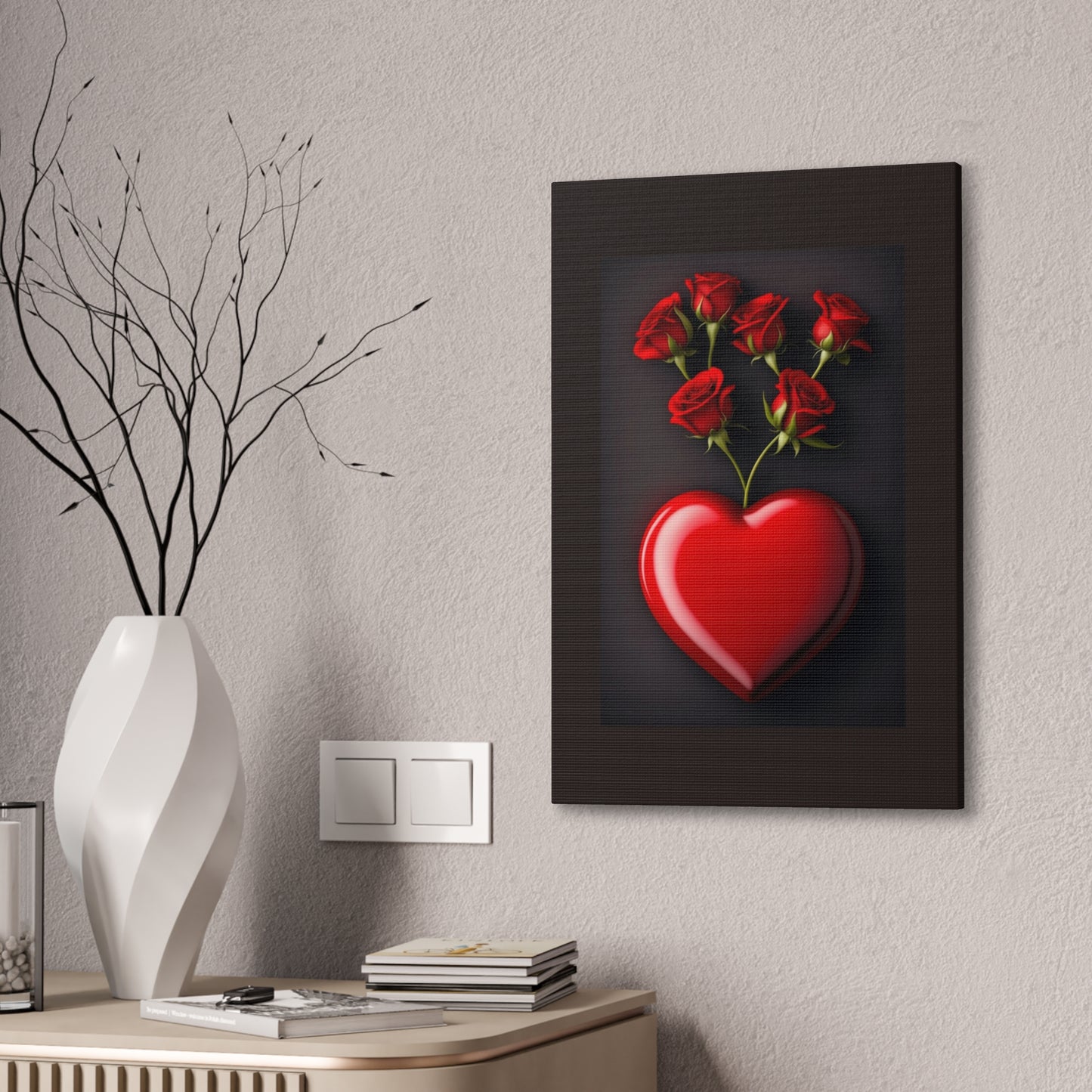 Heart and Roses - Canvas Stretched, 0.75" - Mother's Day