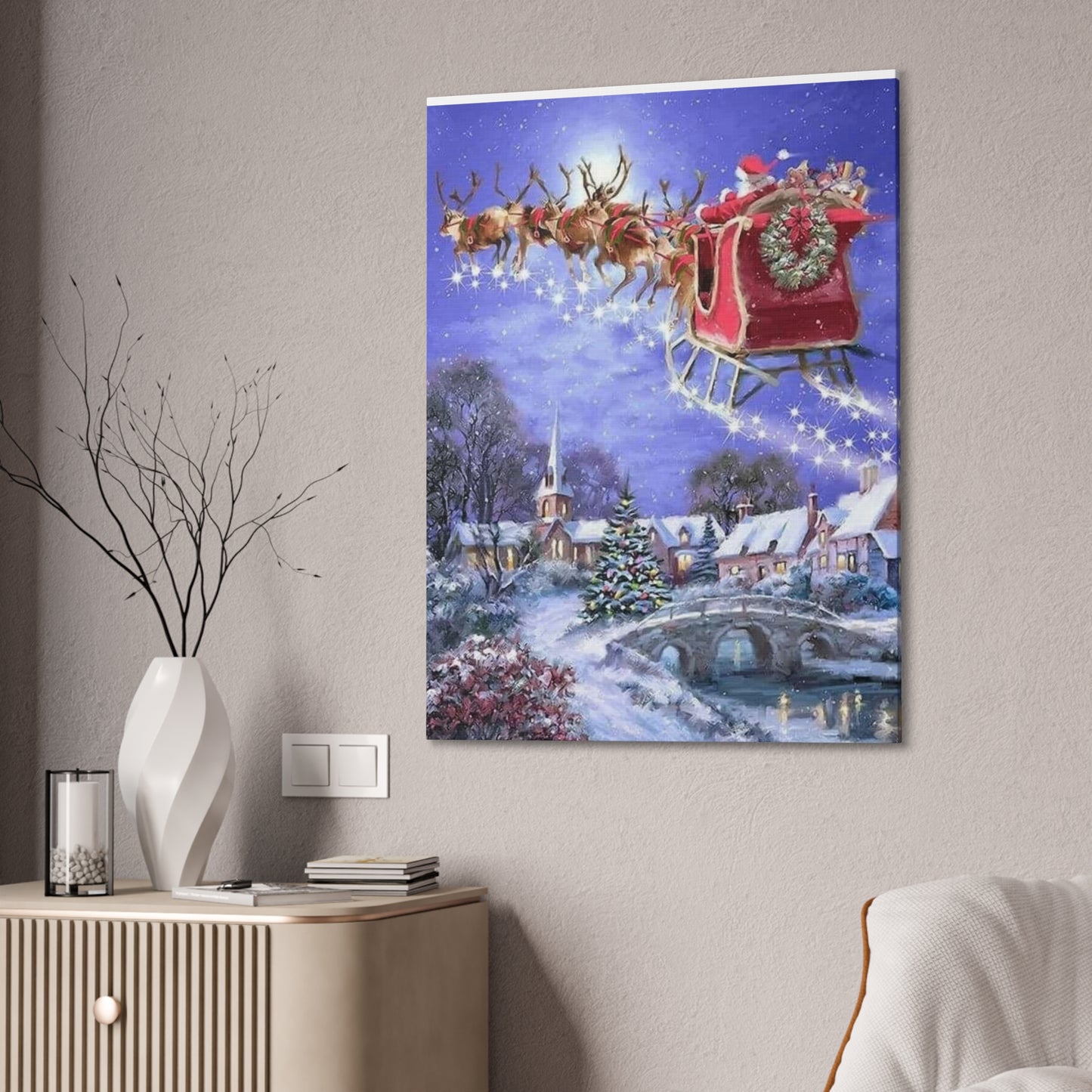 Santa's Coming - Canvas Stretched, 0.75" Christmas