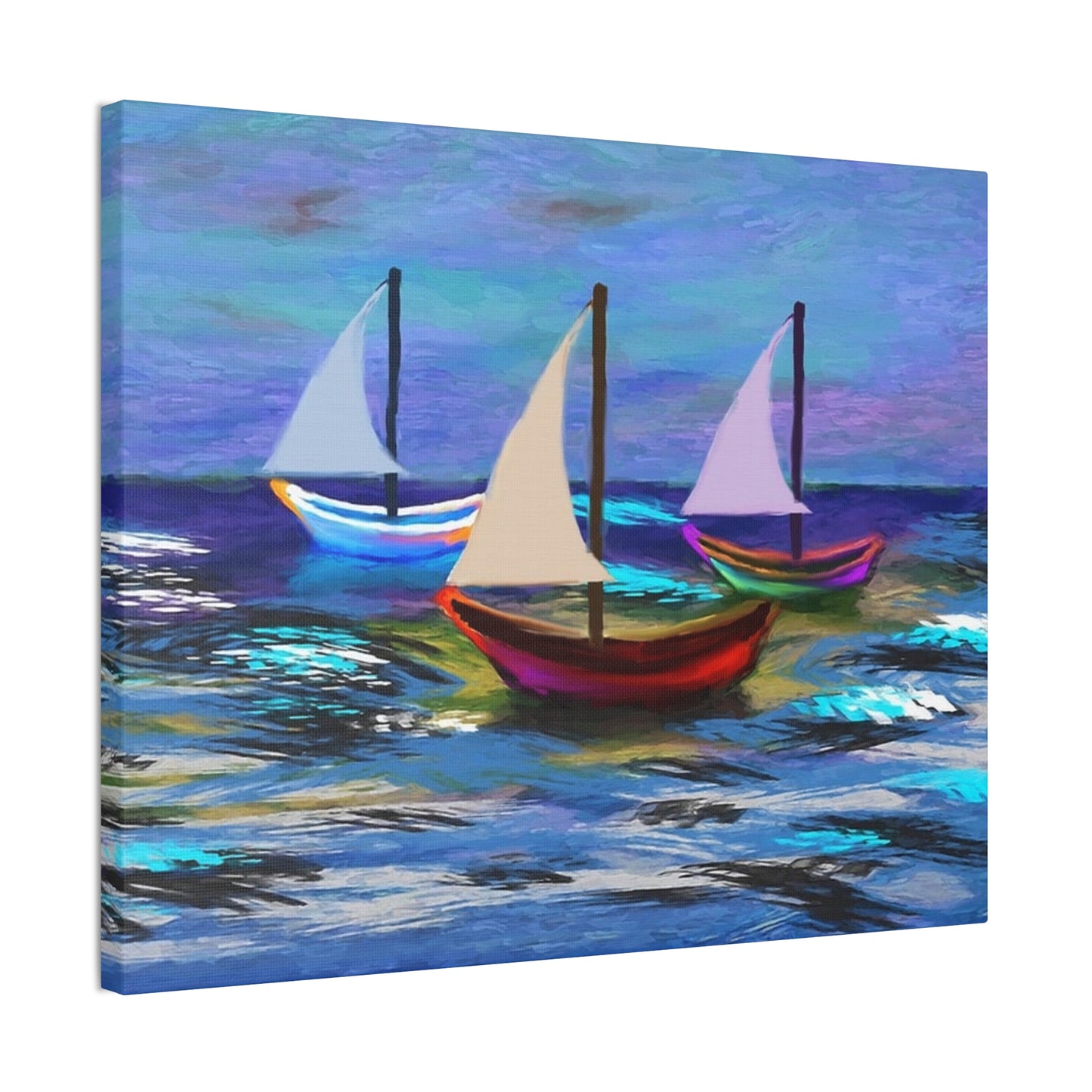 Sail Boats - Pastel _ Canvas Stretched, 0.75"