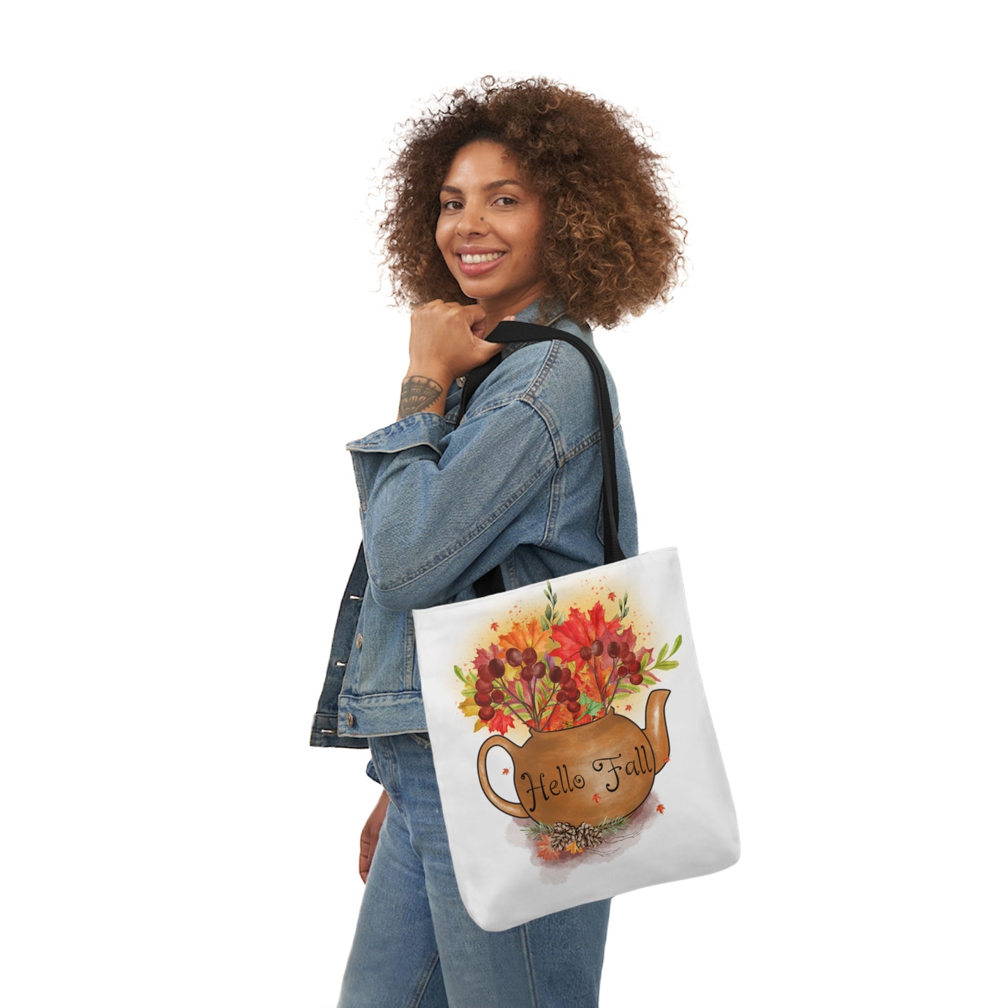 Hello Fall - Canvas Tote Bag, 5-Color Straps