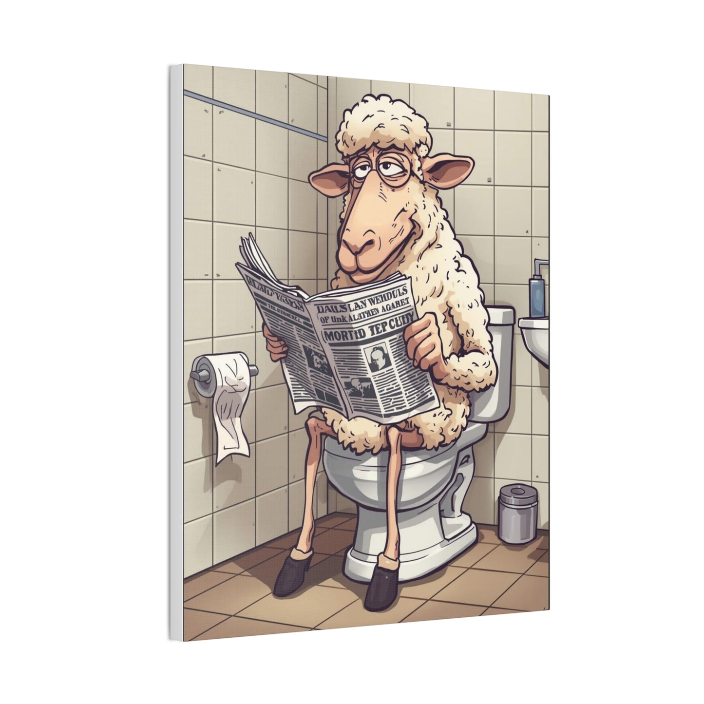 Sheep in the John - Canvas Stretched, 0.75" - Wall Art 2026 - Bathroom Humor