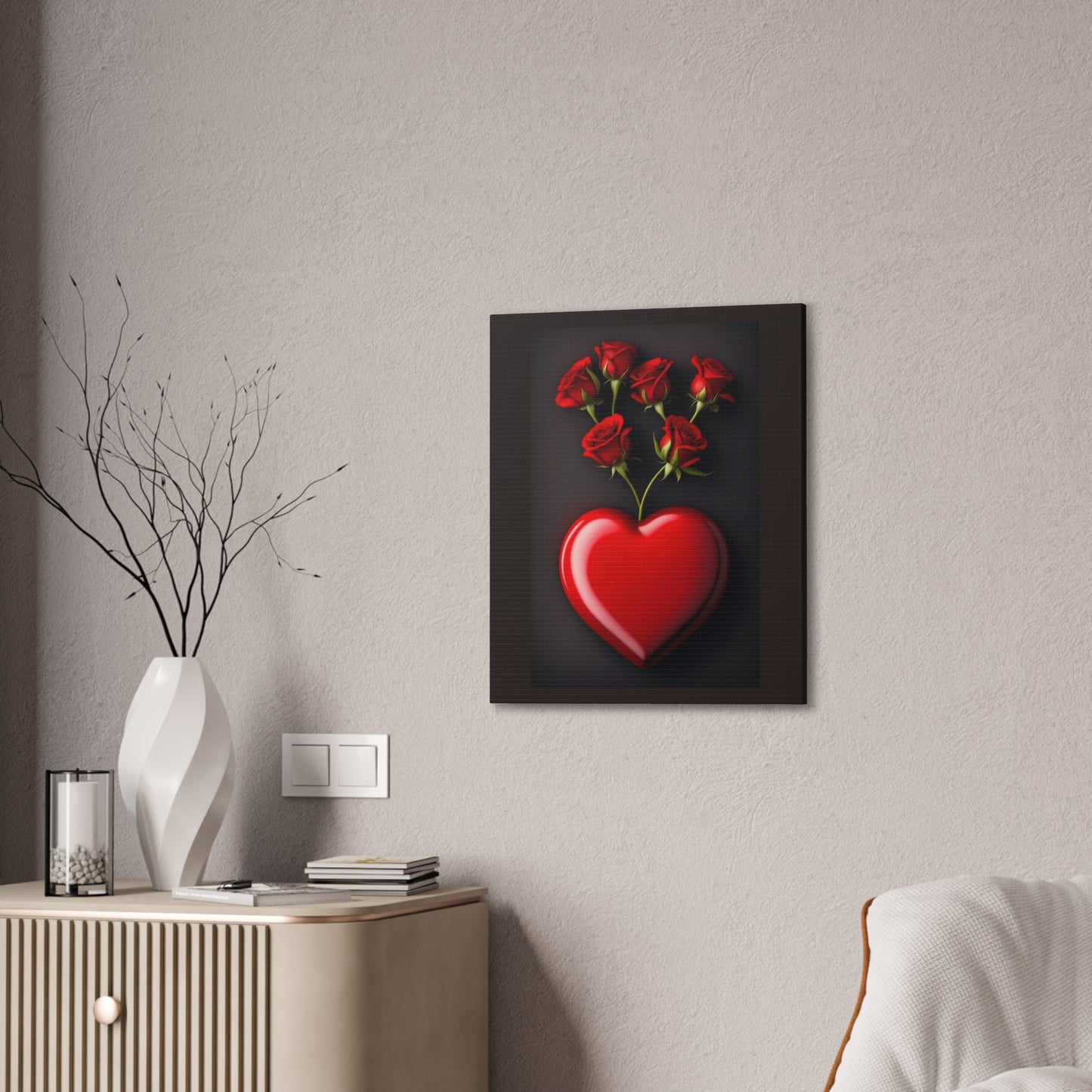 Heart and Roses - Canvas Stretched, 0.75" - Mother's Day