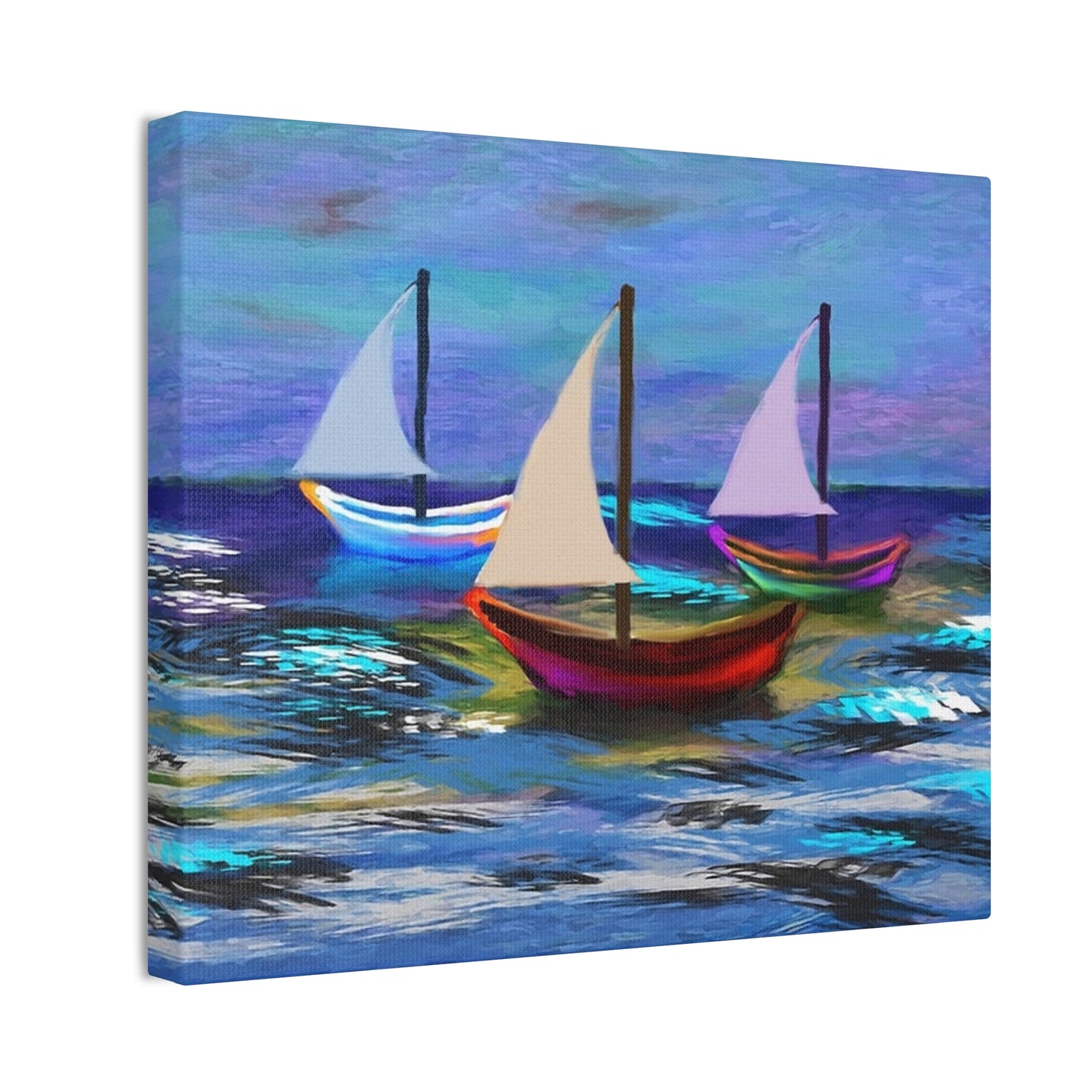 Sail Boats - Pastel _ Canvas Stretched, 0.75"