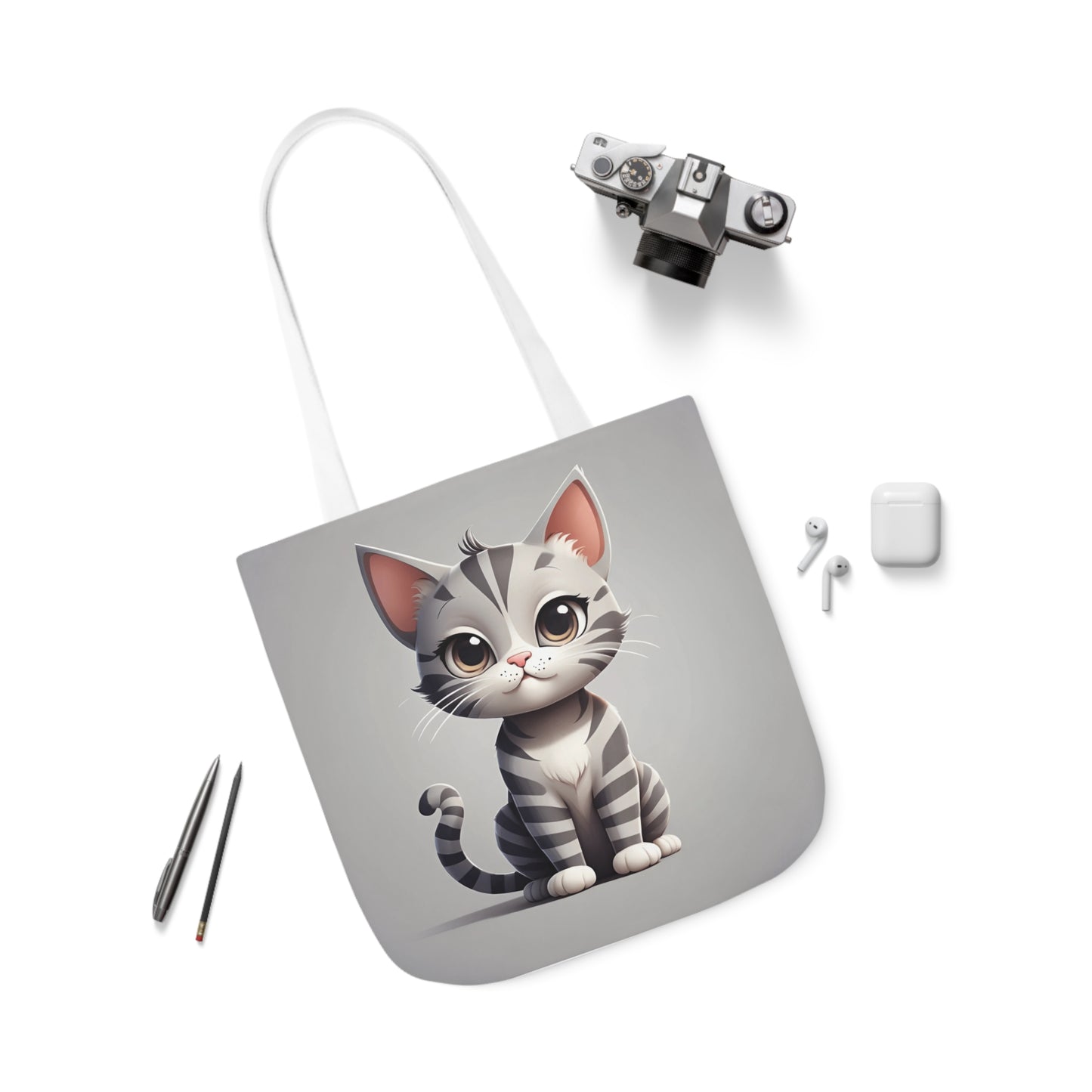 Kitty - Canvas Tote Bag, 5-Color Straps