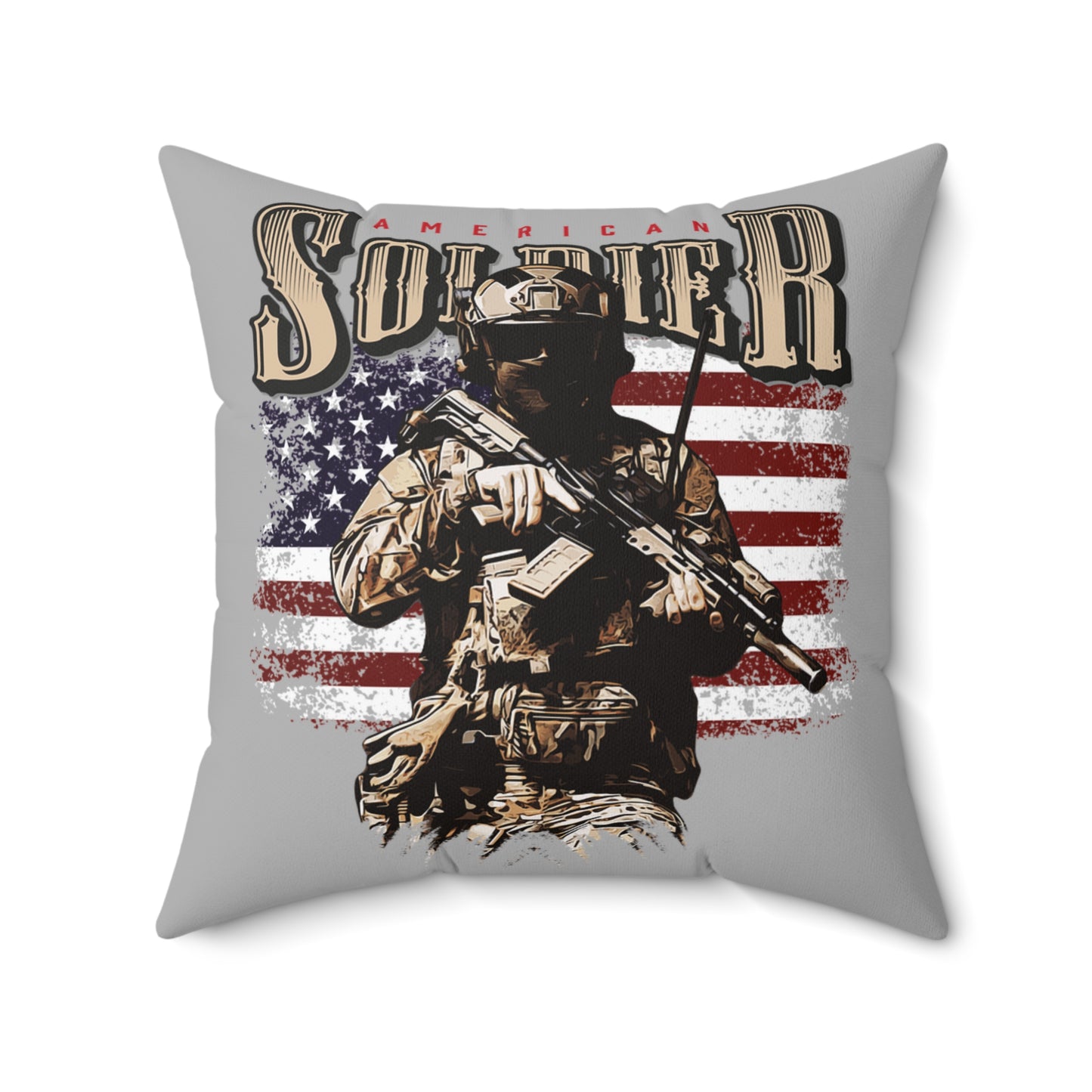 American Soldier - Faux Suede Square Pillow - Father's Day - Military - Pillows