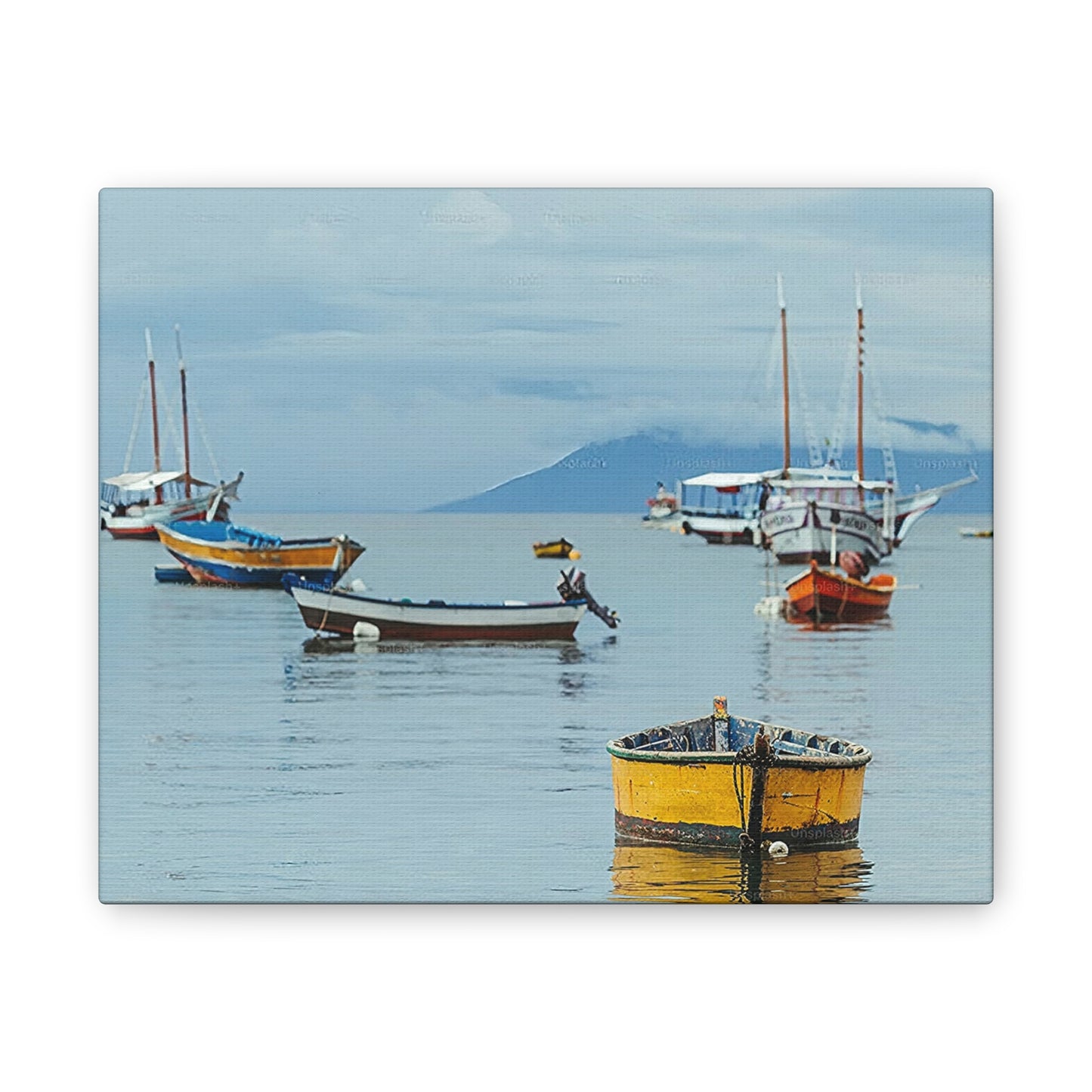 Boats in Harbor _ Canvas Stretched, 0.75"