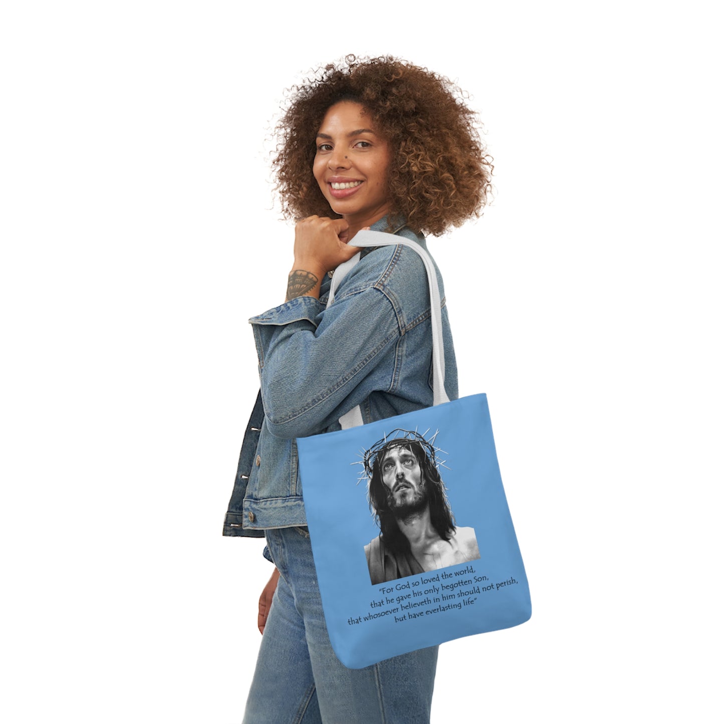 John 3:16 - Canvas Tote Bag, 5-Color Straps - Religion - Easter