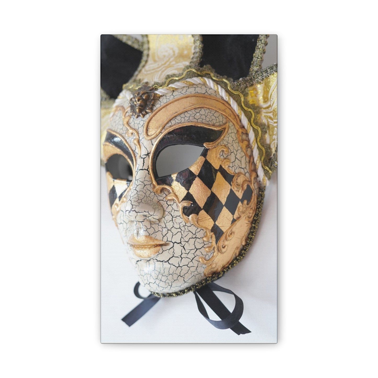 Gold and Silver Mask - Canvas Stretched, 0.75"