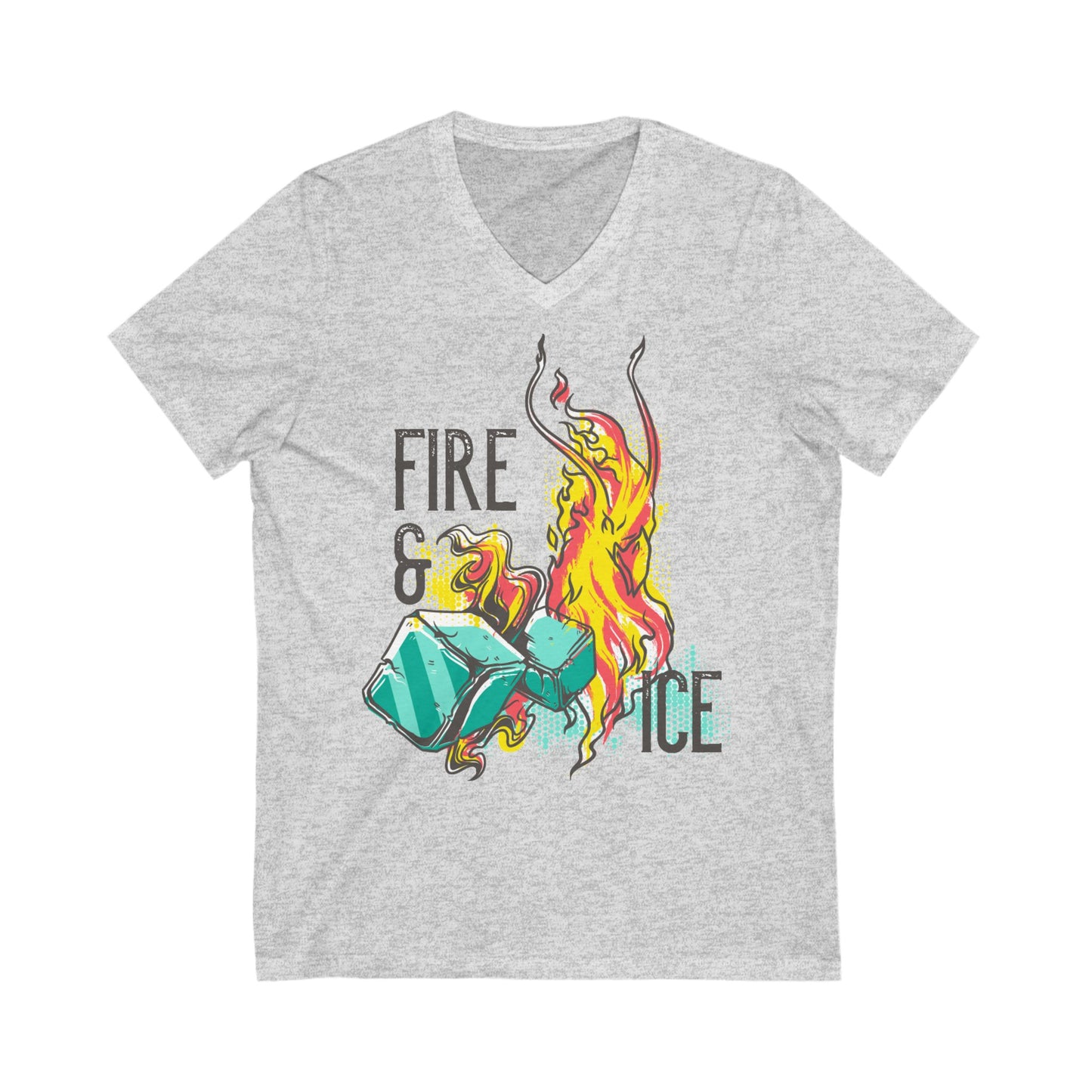 Fire and Ice - Unisex Jersey Short Sleeve V-Neck T-Shirts