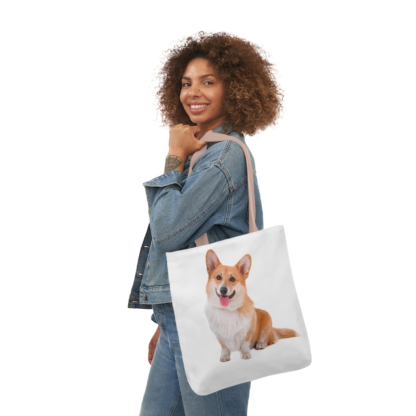 Corgi 1 - Canvas Tote Bag, 5-Color Straps