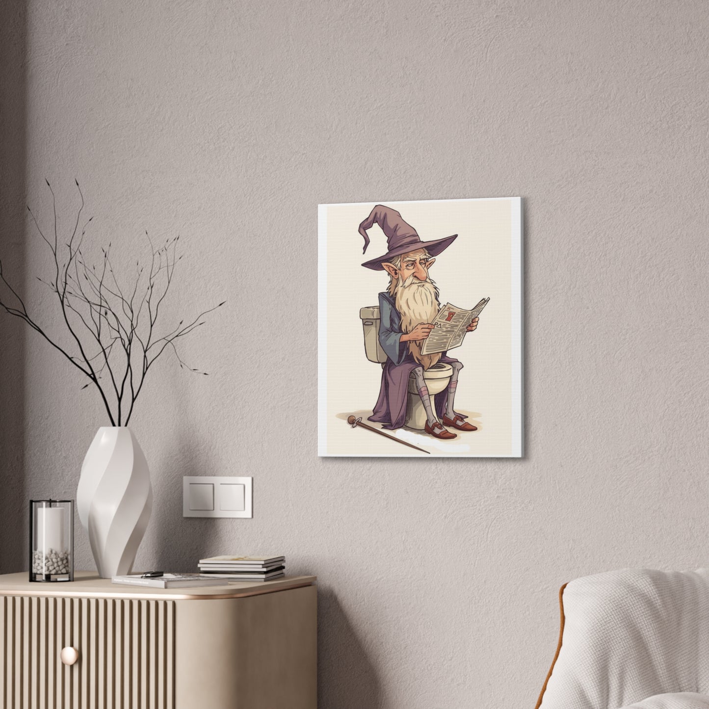 Wizard on the John - Canvas Stretched, 0.75" - Wall Art 2026 - Bathroom Humor