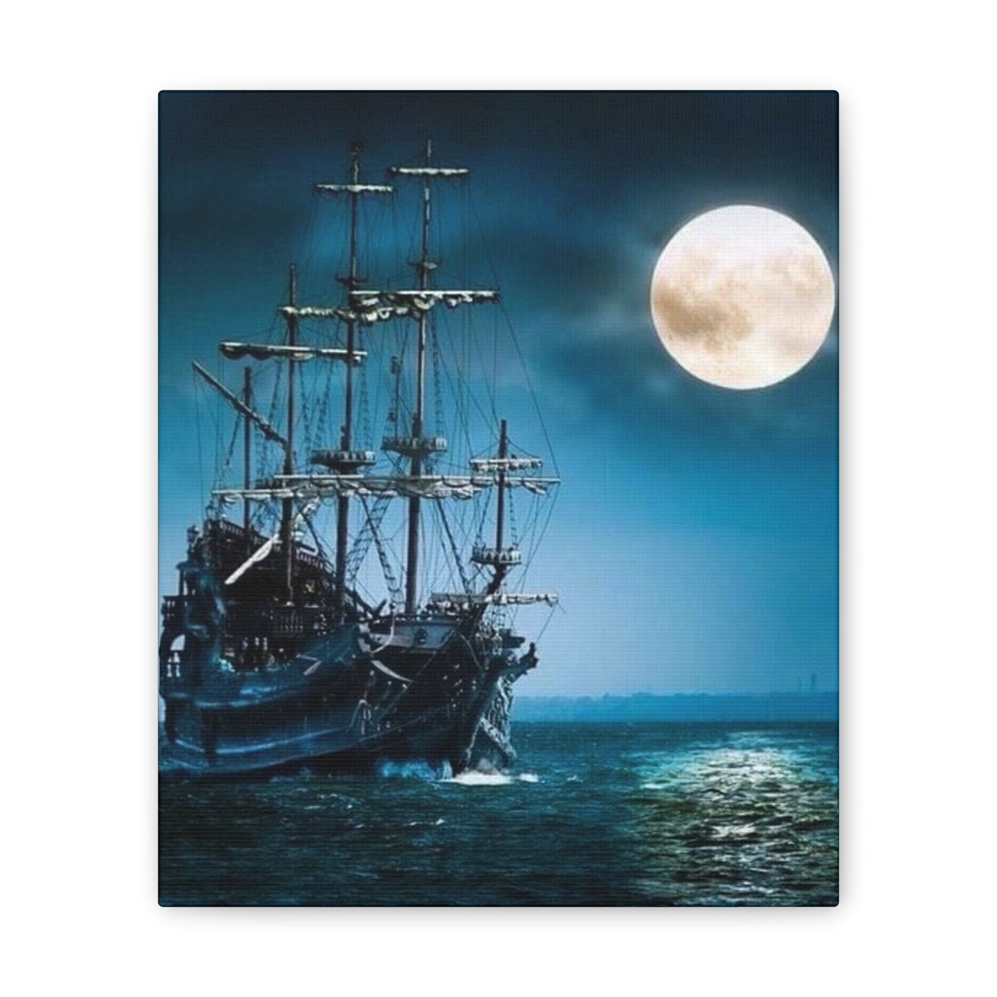 At Sea by Moonlight - Canvas Stretched, 0.75"