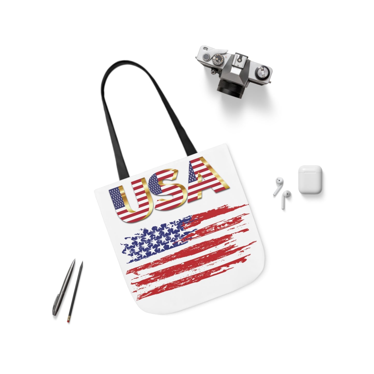 American - Canvas Tote Bag, 5-Color Straps - Patriotic