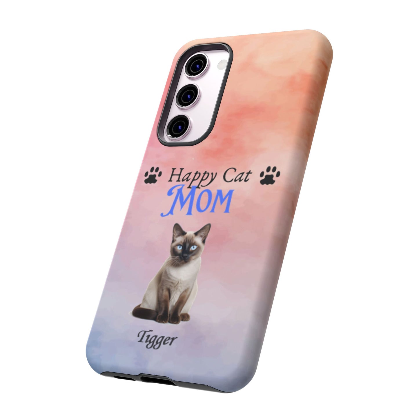 Happy Cat Mom - Personalized - Whimsical Phone Cases - Mother's Day