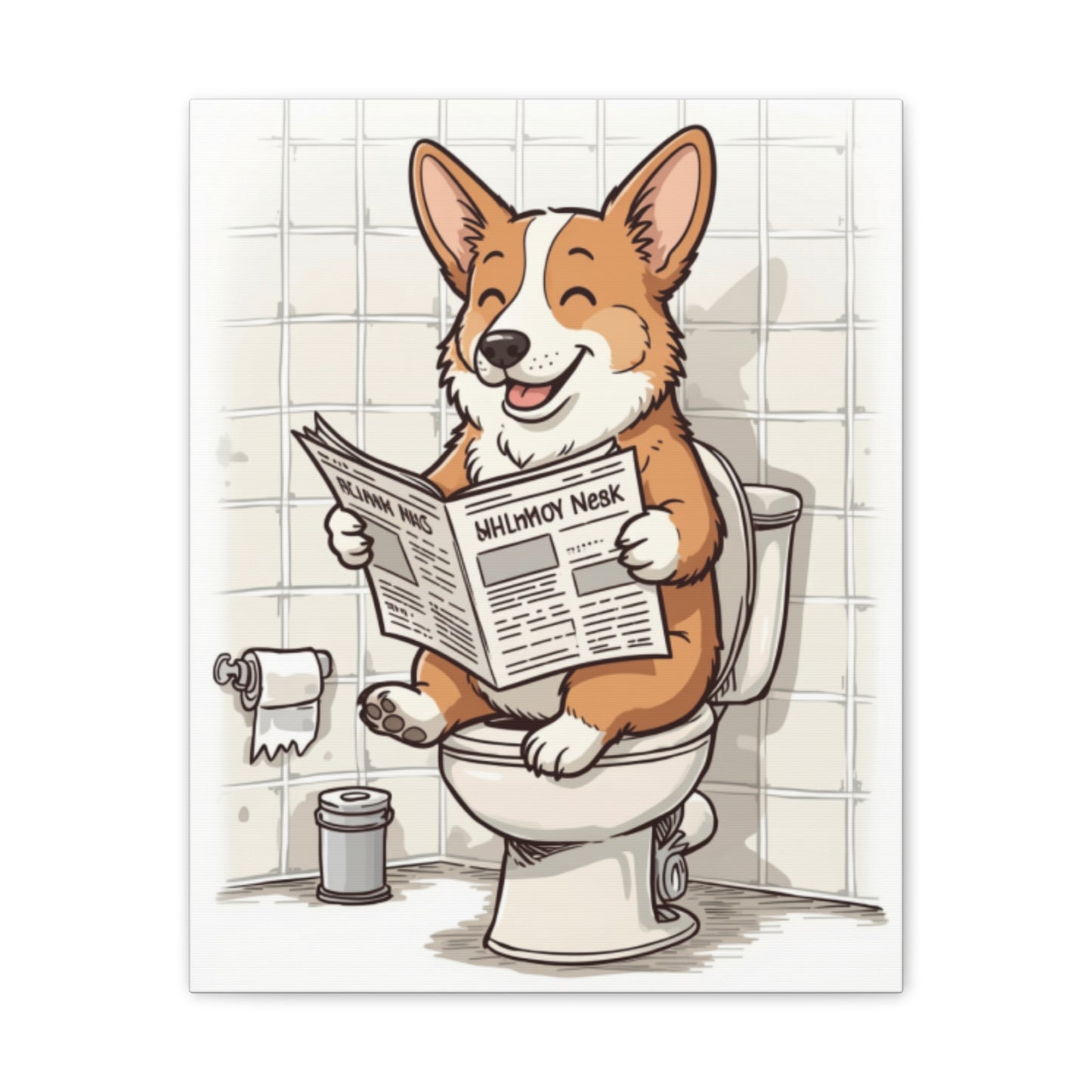 Corgi 0n the Pot - Canvas Stretched, 0.75"- Wall Art - 2026 - Bathroom Humor