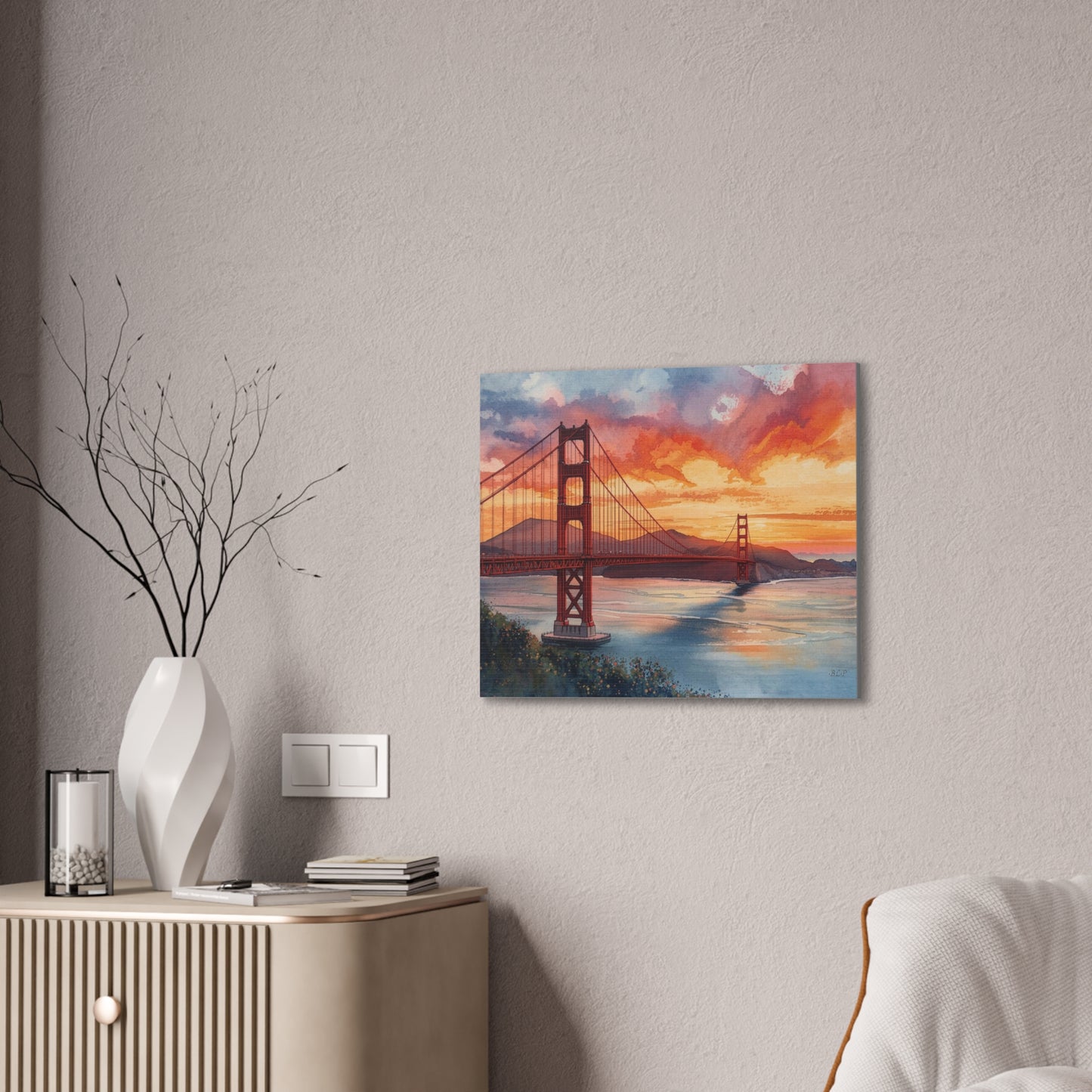 Golden Gate at Sunset = Canvas Stretched, 0.75" - Wall Art 2026 - Places