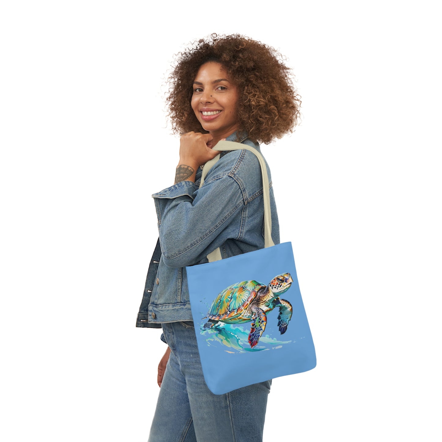 Turtle - Canvas Tote Bag, 5-Color Straps