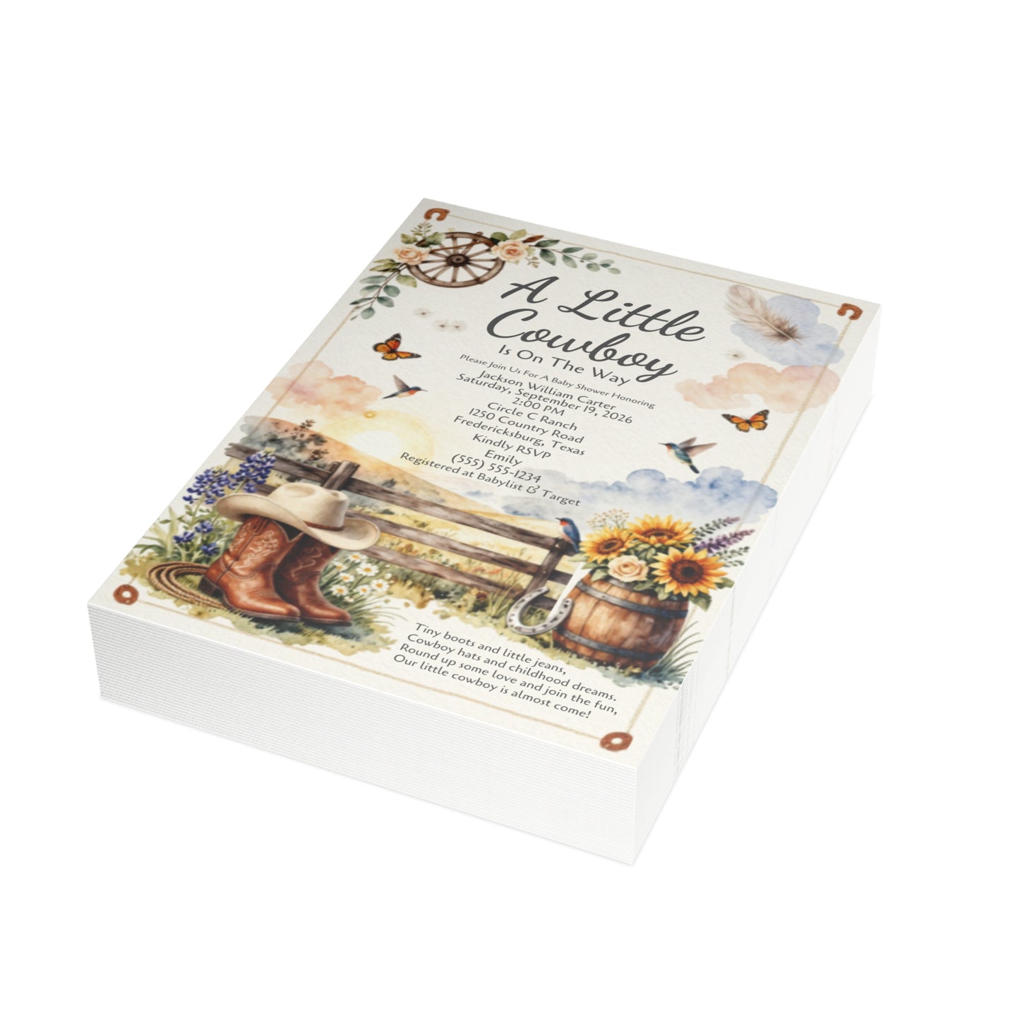 Little Cowboy - Postcard Bundles (envelopes included)