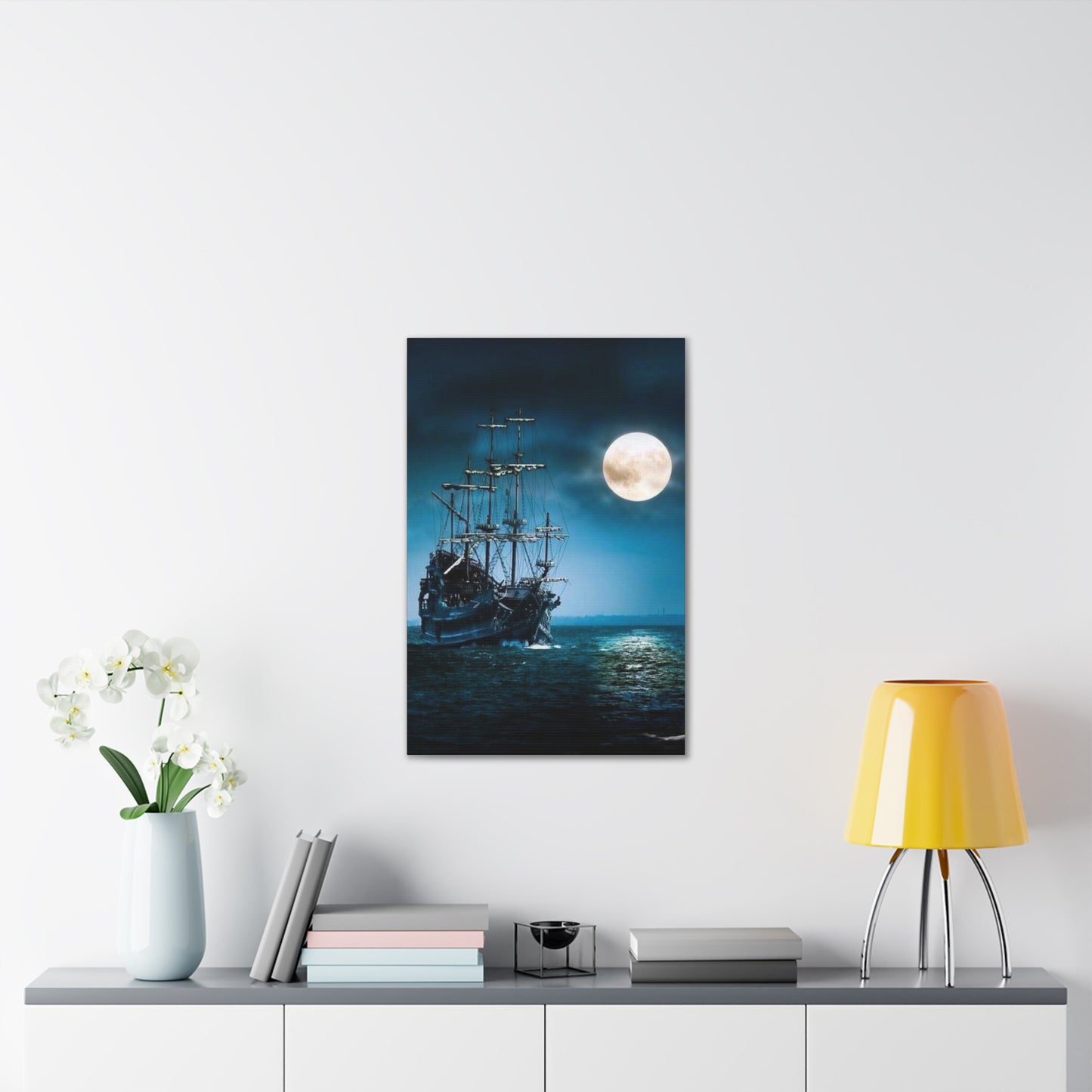 At Sea by Moonlight - Canvas Stretched, 0.75"