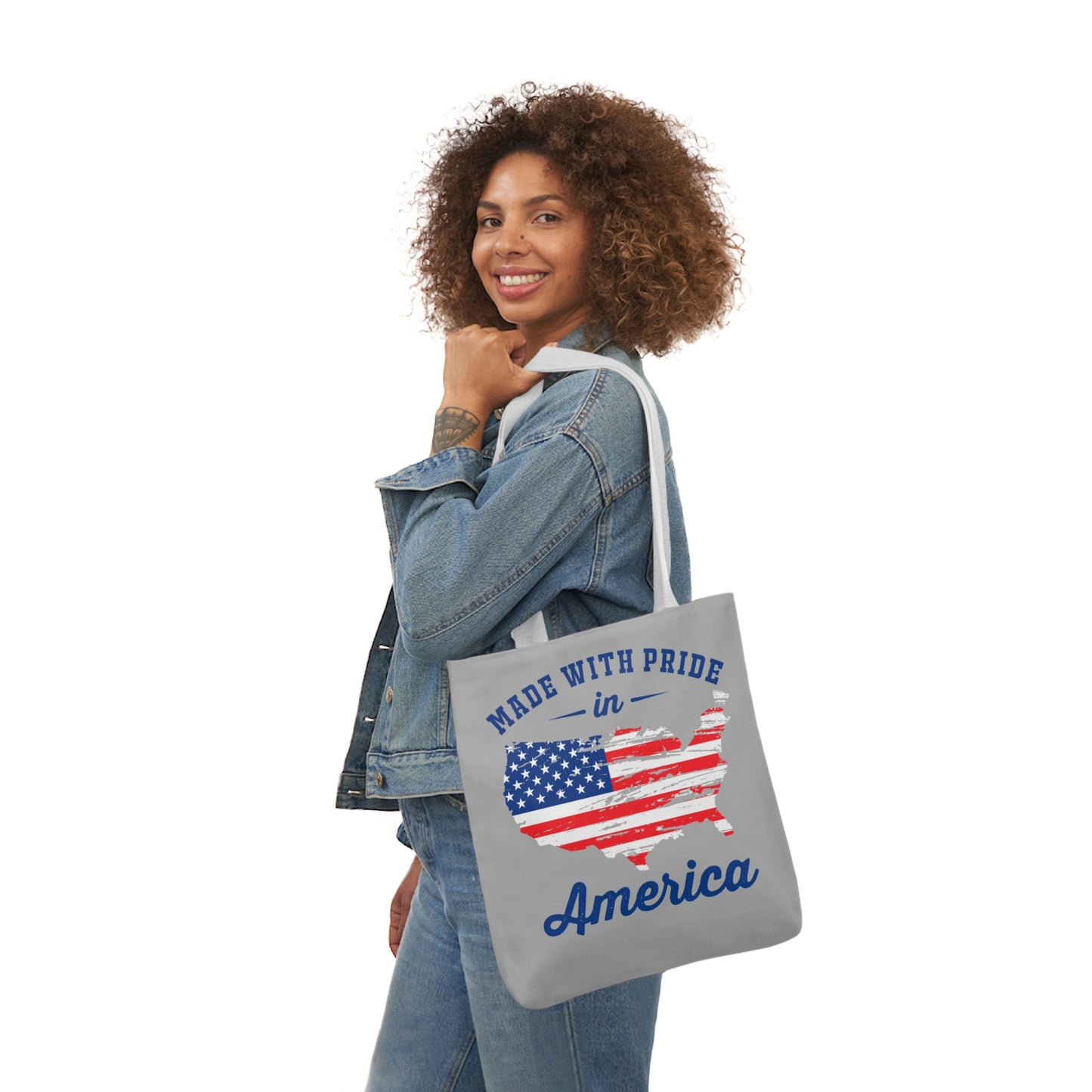 Made with Pride - Canvas Tote Bag, 5-Color Straps - Patriotic