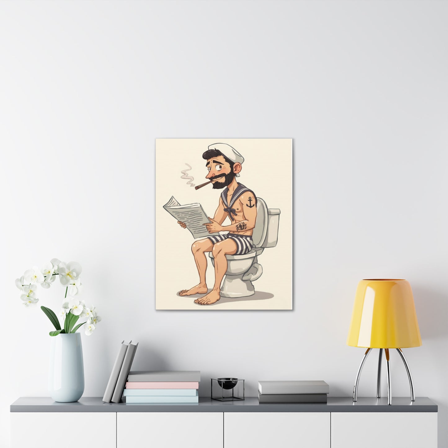Sailor on the can - Canvas Stretched, 0.75" - Wall Art 2026 - Bathroom Humor